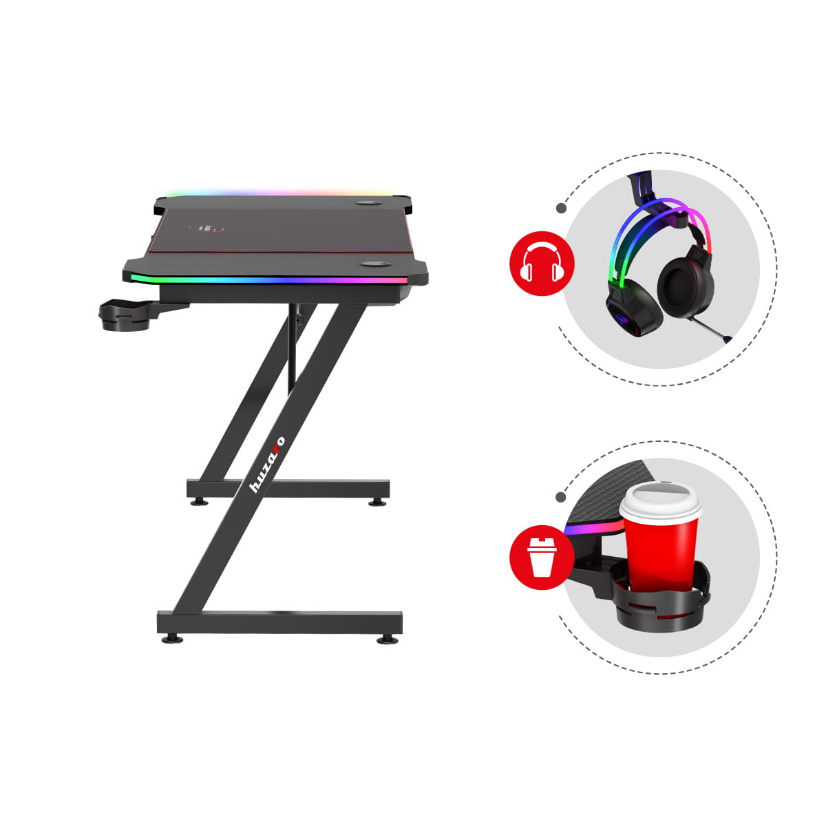 Escritorio para videojuegos Huzaro Hero 4.8 RGB de 160 cm