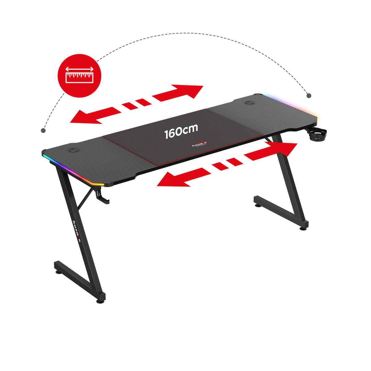 Escritorio para videojuegos Huzaro Hero 4.8 RGB de 160 cm