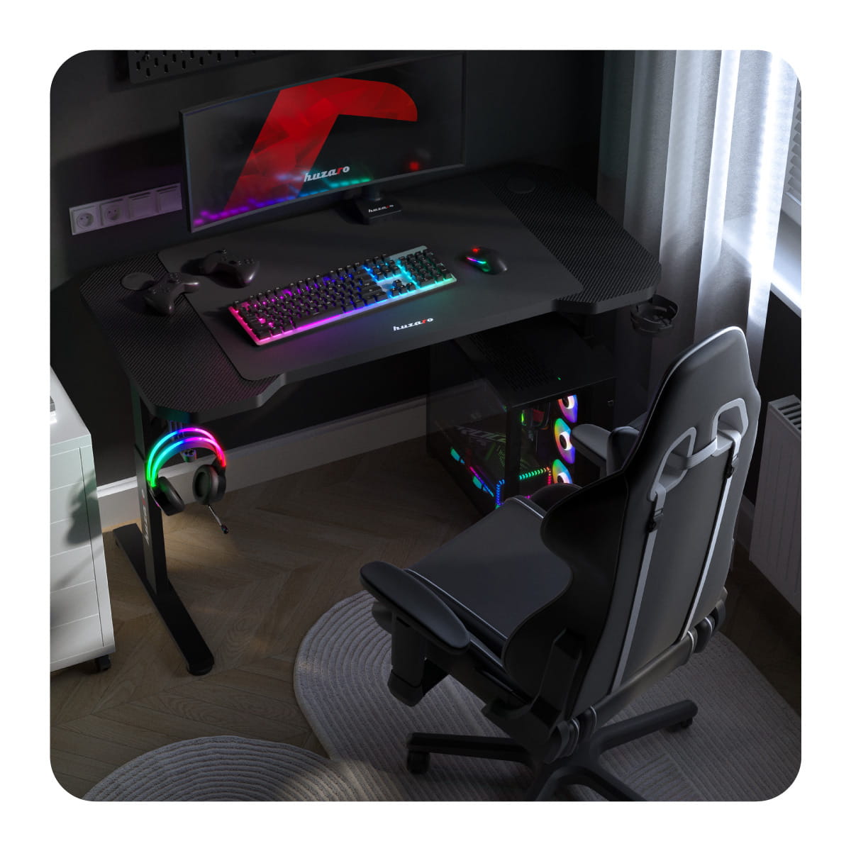 Escritorio para videojuegos Huzaro Hero 2.6 Black de 120 cm