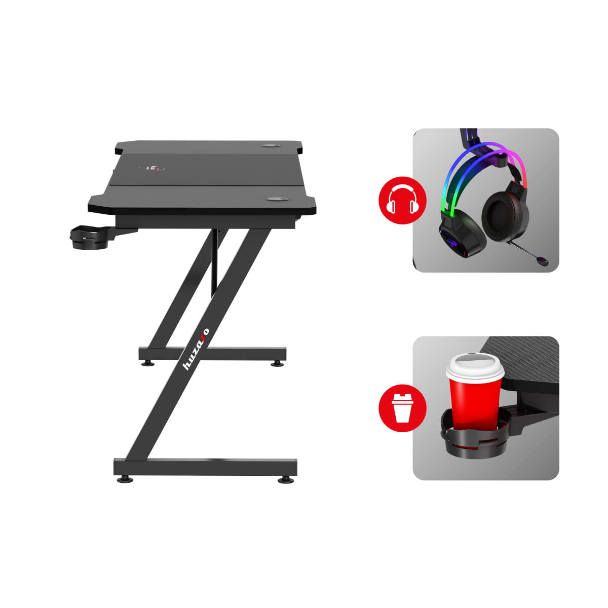 Escritorio para videojuegos Huzaro Hero 4.8 Black de 160 cm