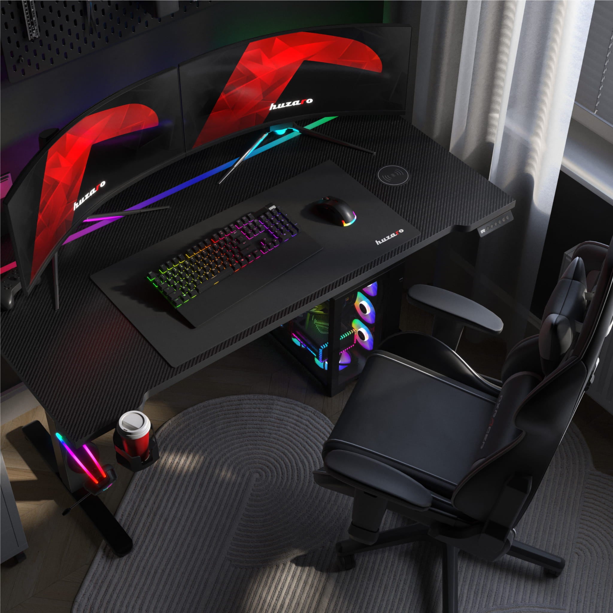Escritorio eléctrico Huzaro Hero 8.7 RGB LED de 140 cm
