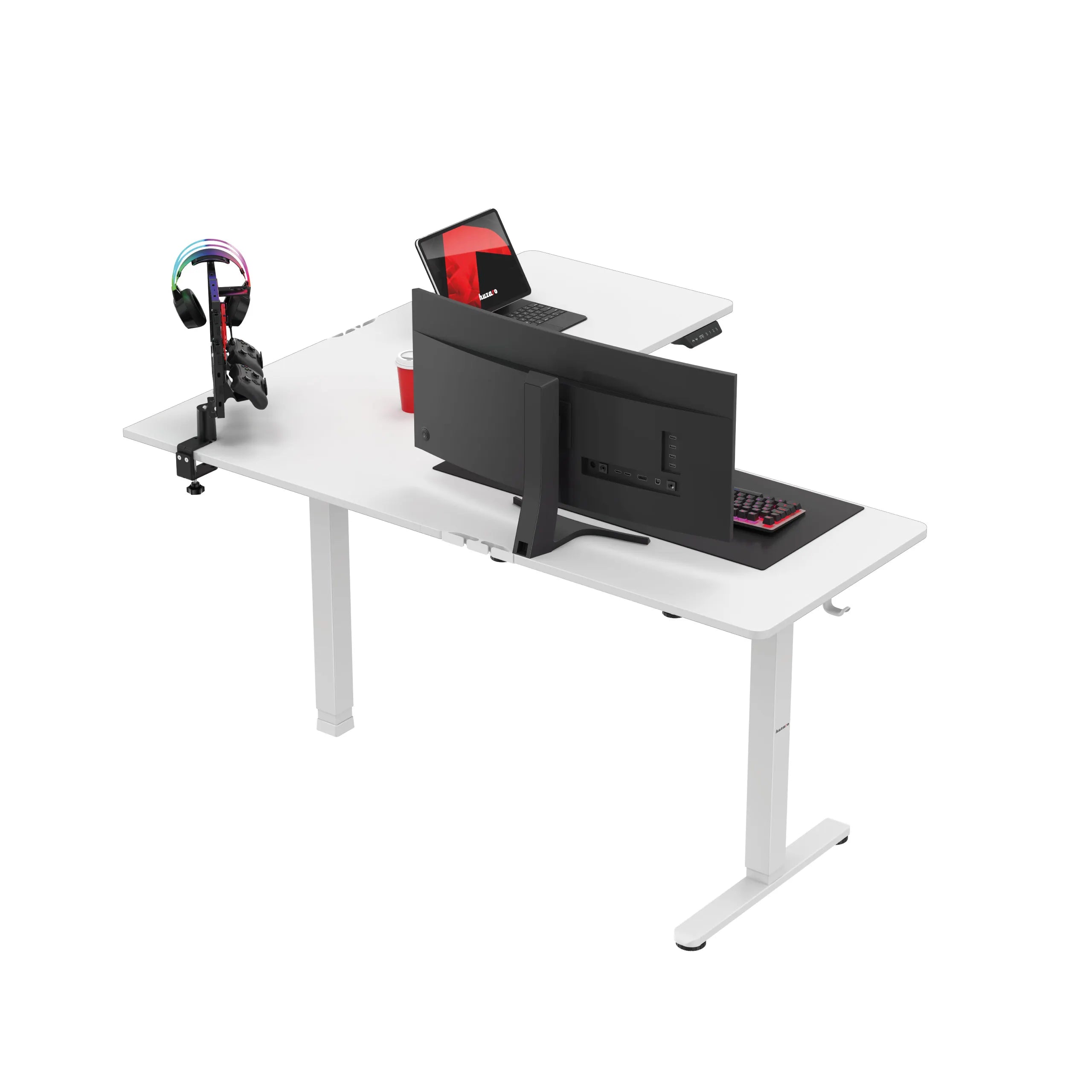 Escritorio esquinero eléctrico Huzaro Hero 9.5 White de 160 cm