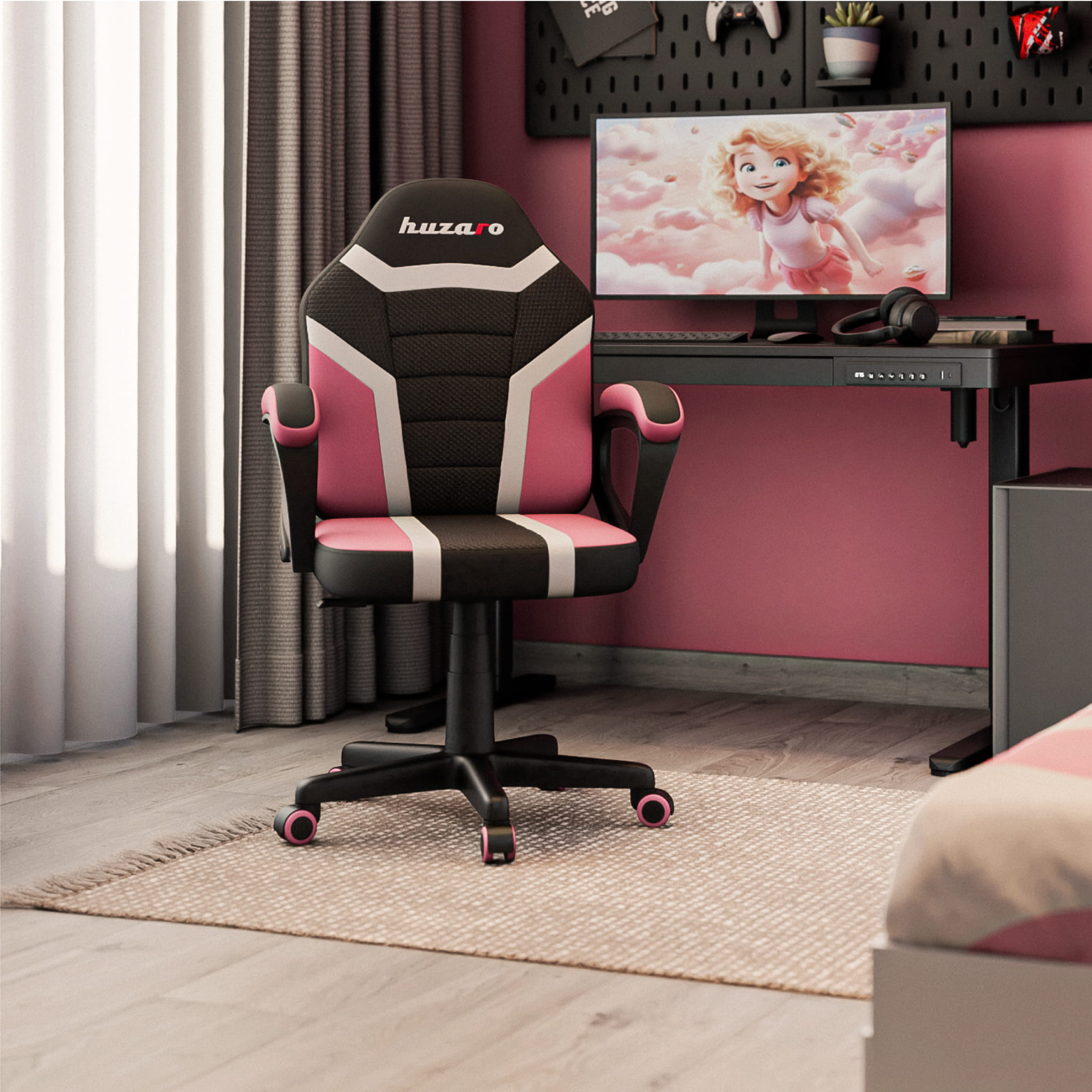 Sillón gaming para niños HUZARO RANGER 1.0 Pink Mesh
