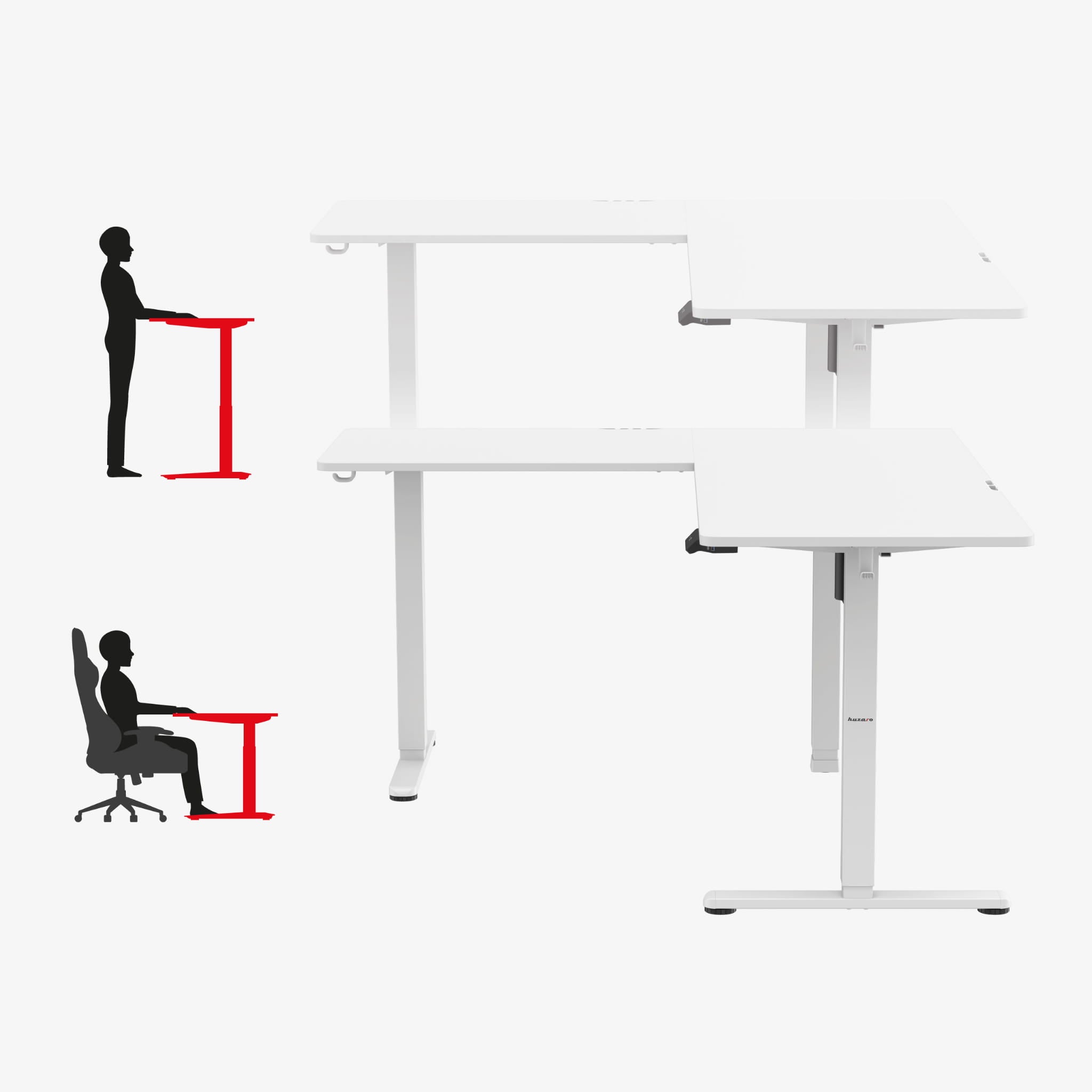 Escritorio esquinero eléctrico Huzaro Hero 9.5 White de 160 cm
