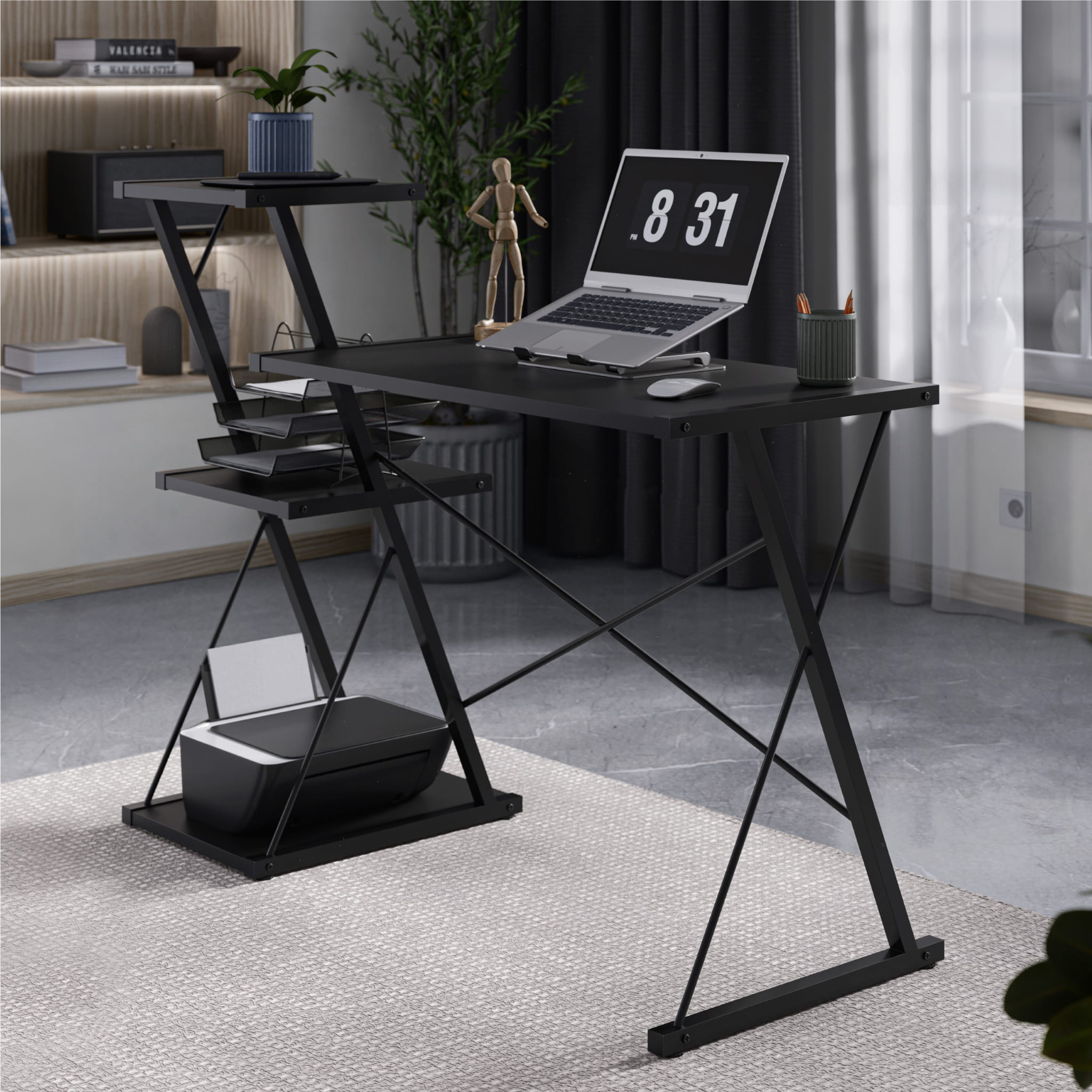 Escritorio con estantes Mark Adler Leader 3.5 Black de 116 cm