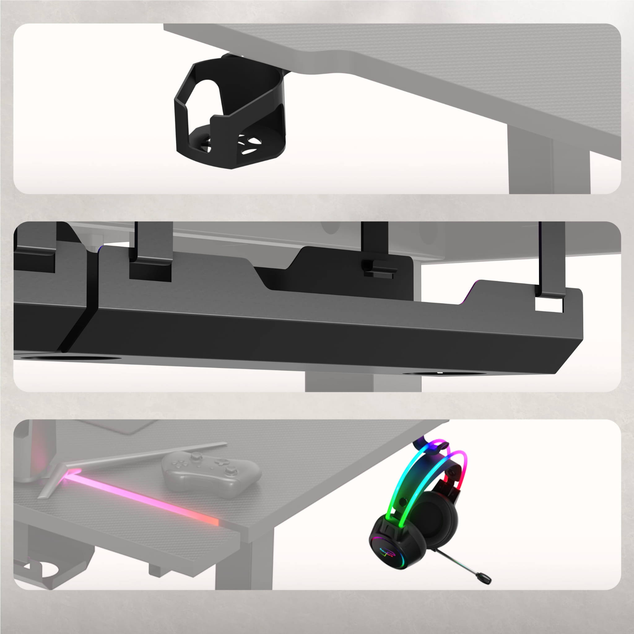 Escritorio eléctrico Huzaro Hero 8.7 RGB LED de 140 cm
