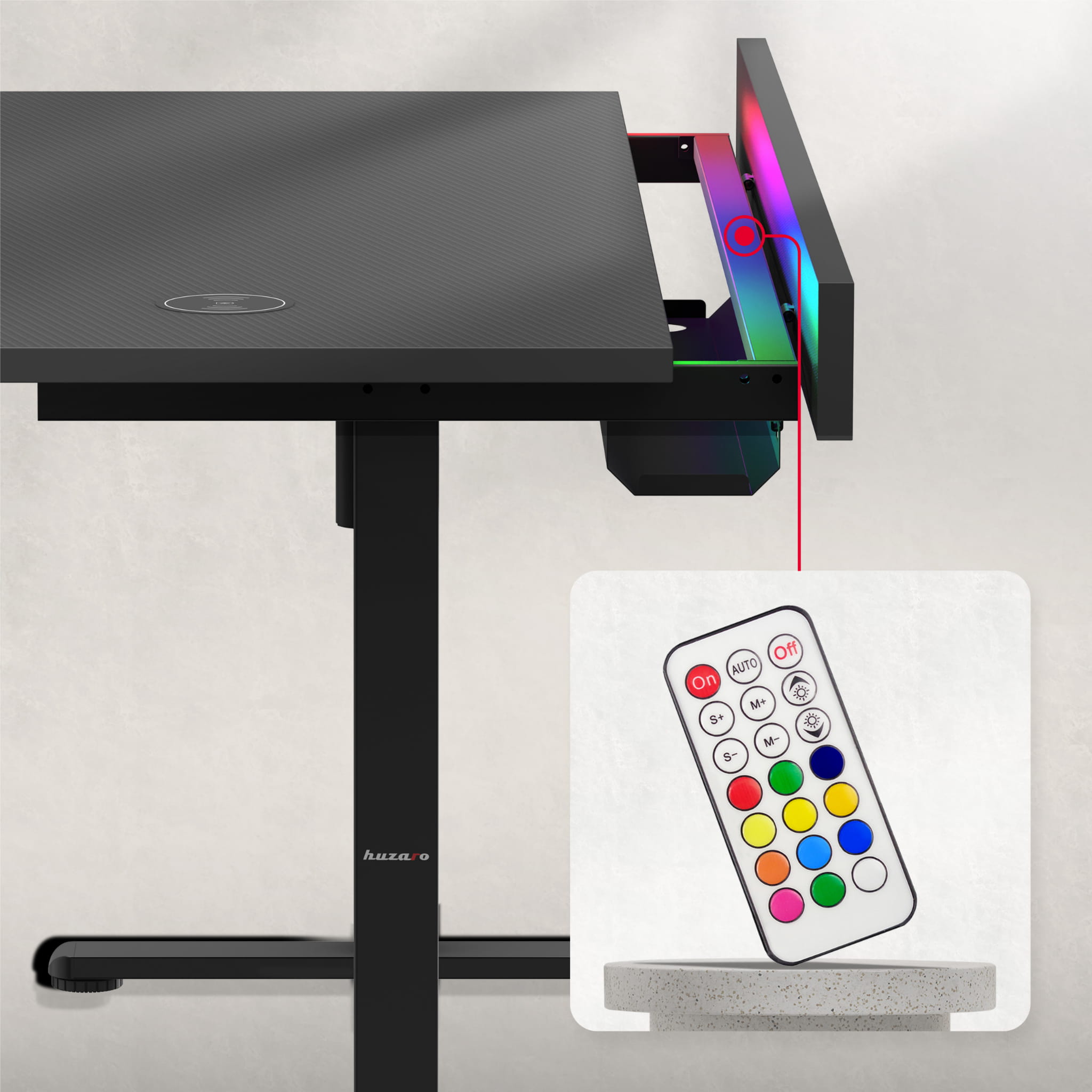 Escritorio eléctrico Huzaro Hero 8.7 RGB LED de 140 cm