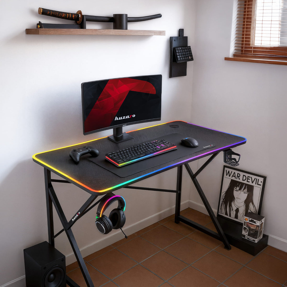 Escritorio para videojuegos Huzaro Hero 1.7 RGB Negro 120 cm
