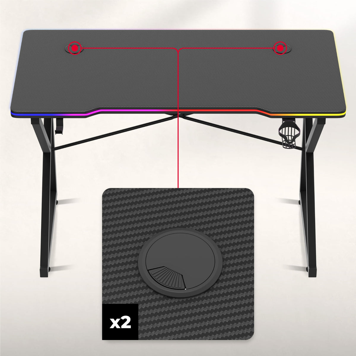 Escritorio para videojuegos Huzaro Hero 1.7 RGB Negro 120 cm