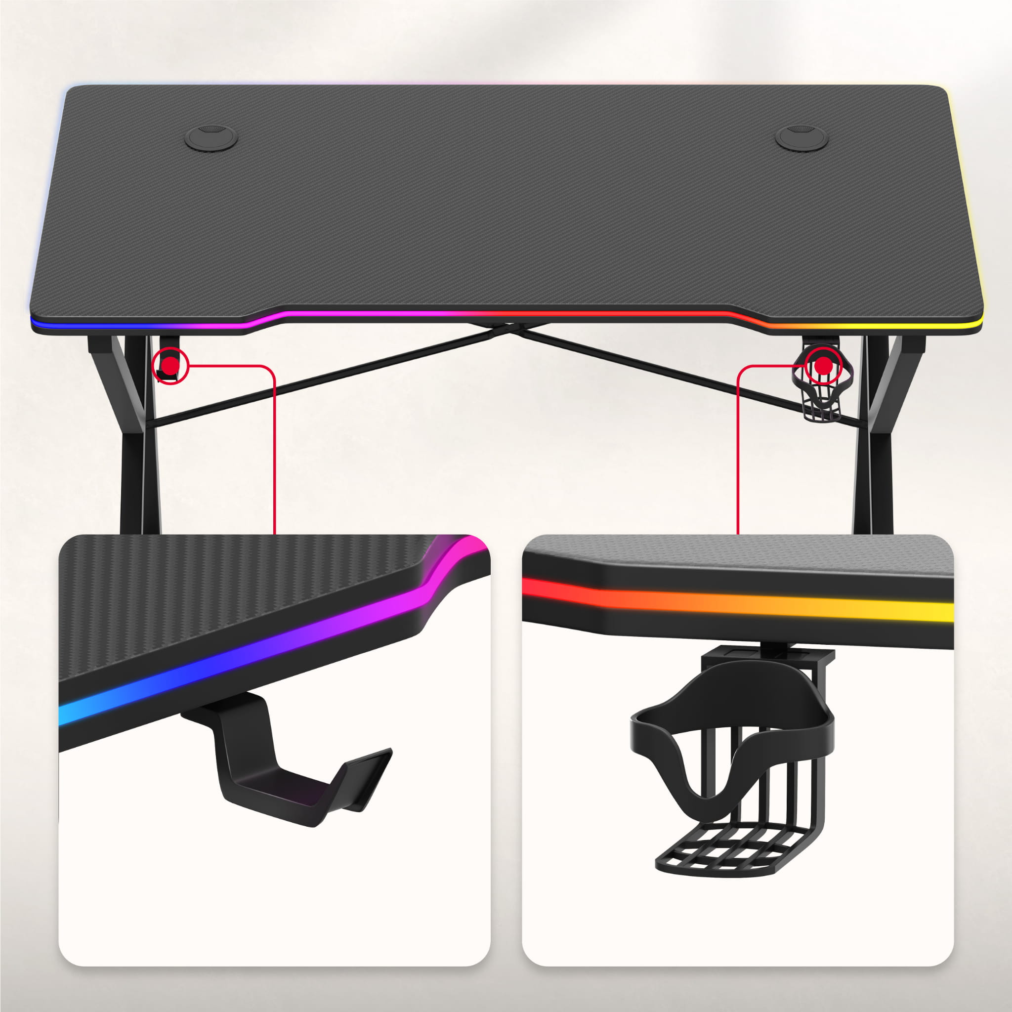 Escritorio para videojuegos Huzaro Hero 1.7 RGB Negro 120 cm