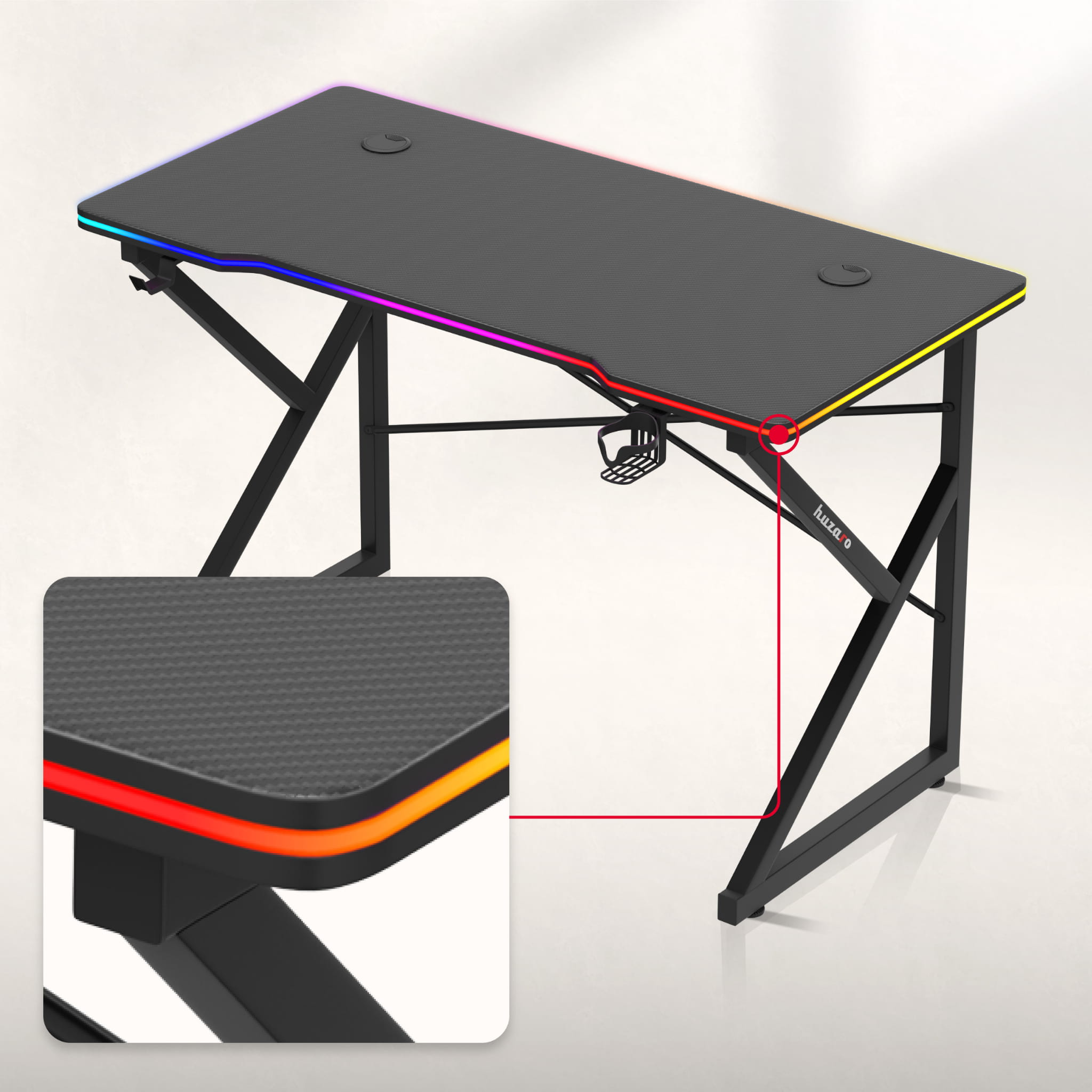 Escritorio para videojuegos Huzaro Hero 1.7 RGB Negro 120 cm