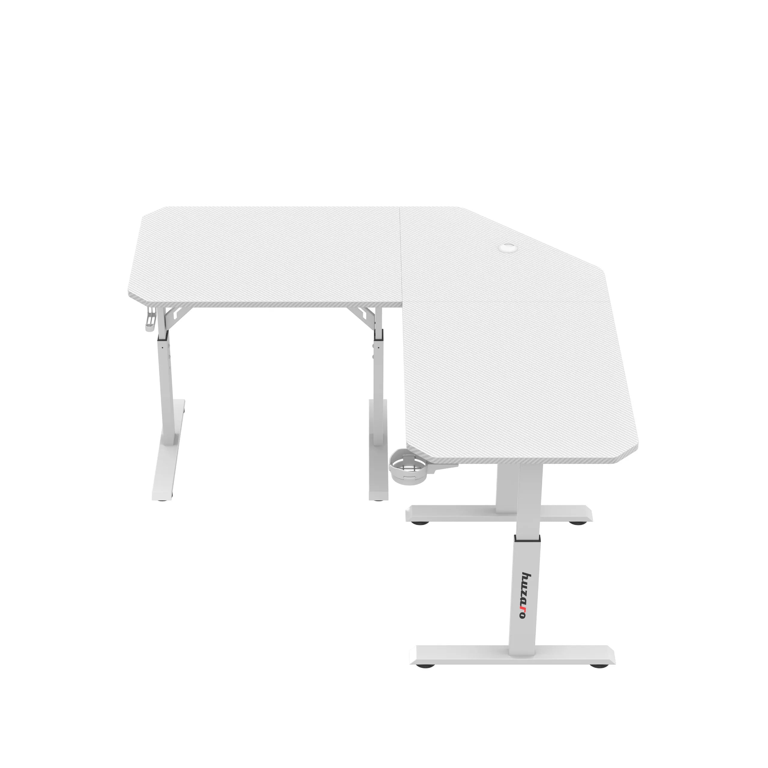 Escritorio gaming esquinero con altura regulable Huzaro Hero 7.3 White