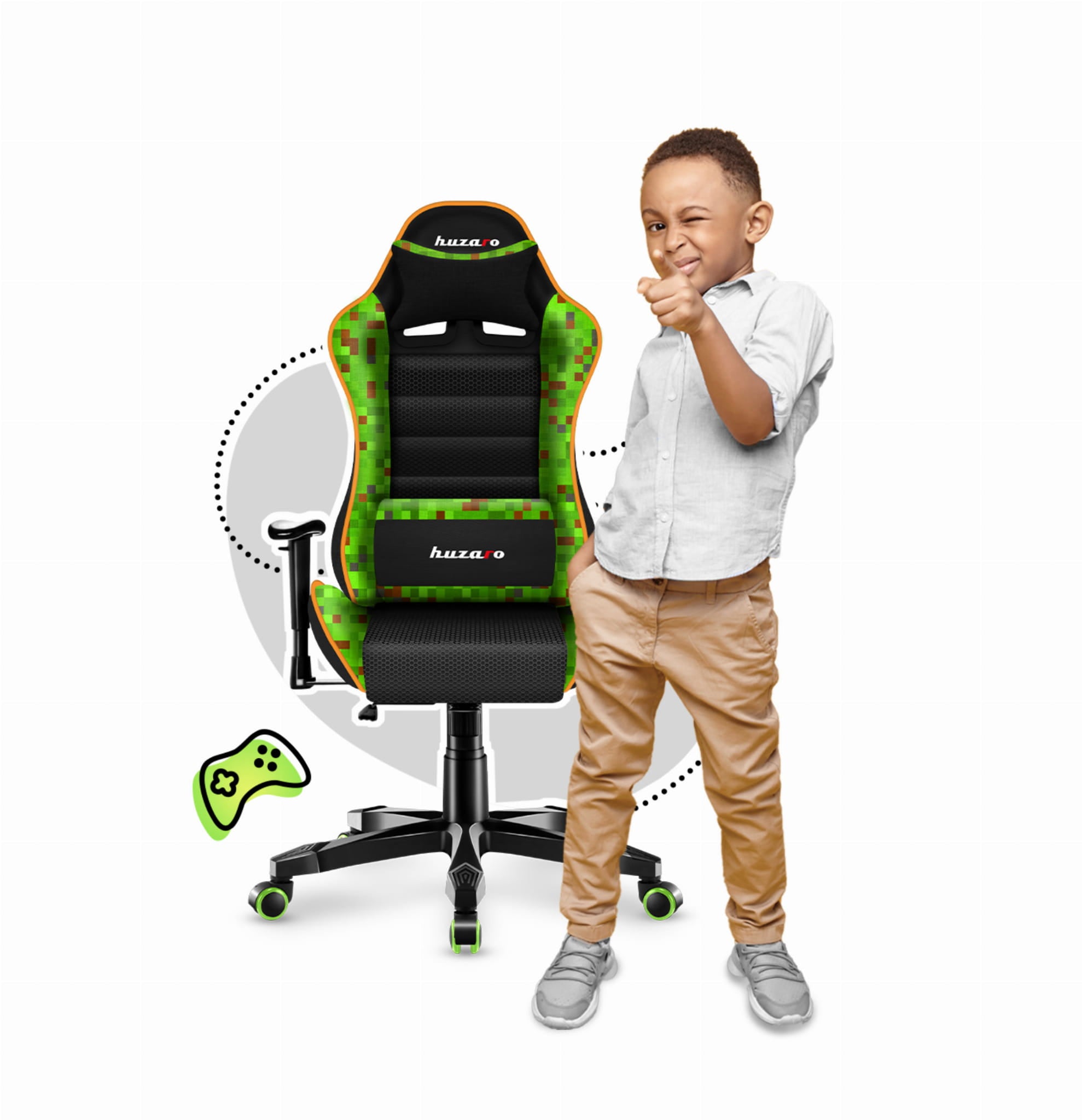 Sillón gaming para niños HUZARO RANGER 6.0 Pixel Mesh