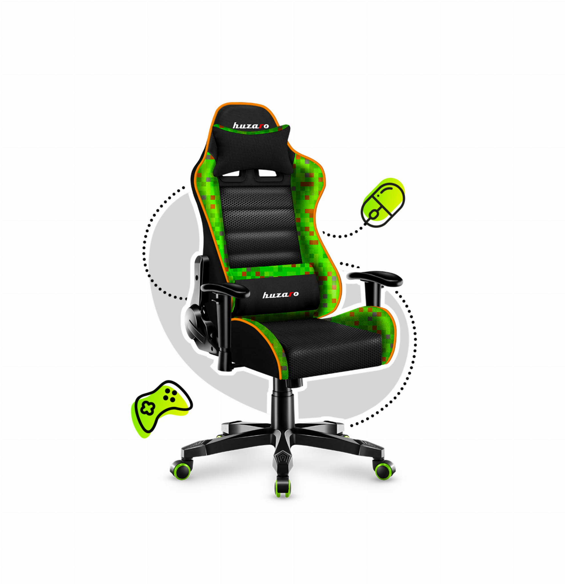 Sillón gaming para niños HUZARO RANGER 6.0 Pixel Mesh