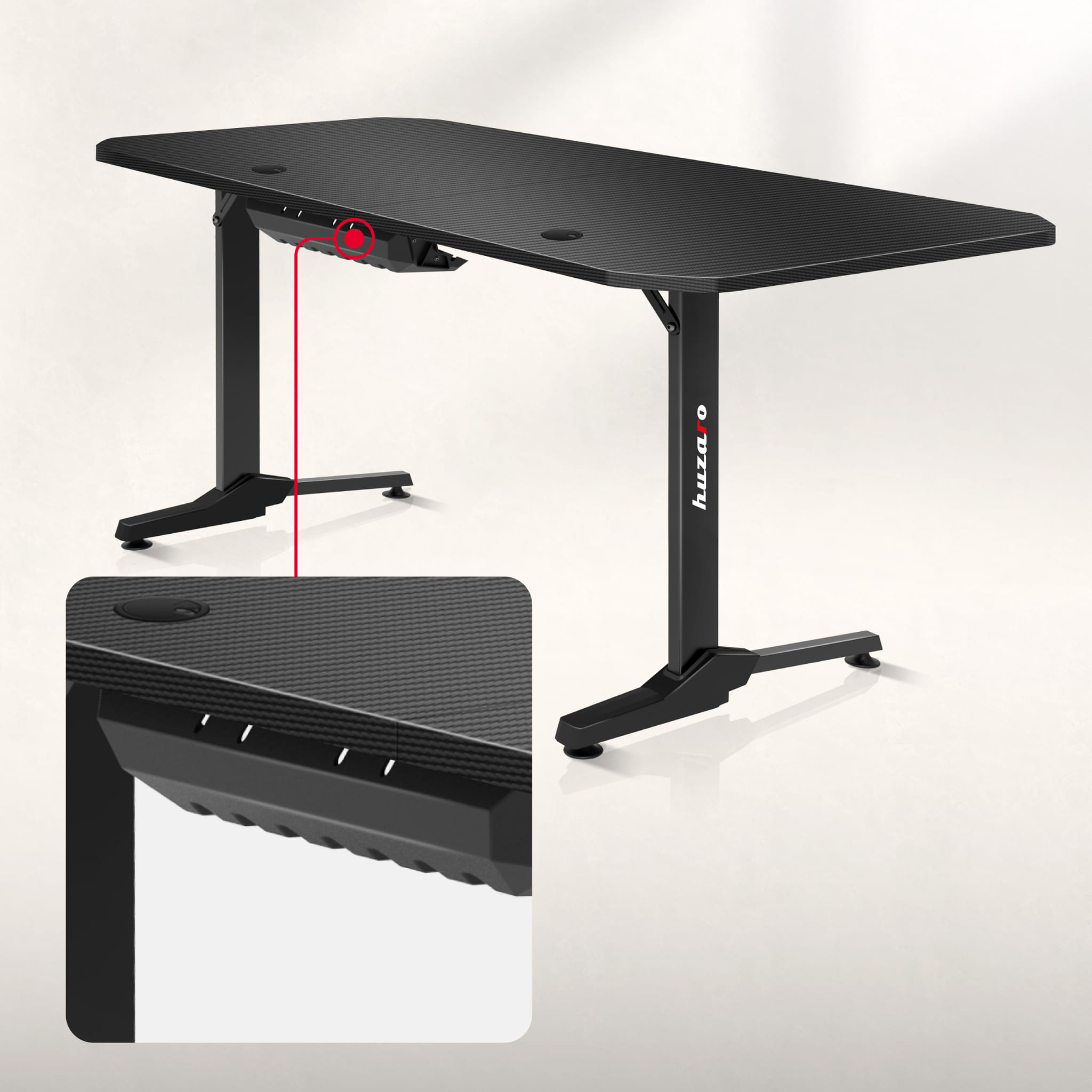 Escritorio para videojuegos Huzaro Hero 4.7 Black de 160 cm