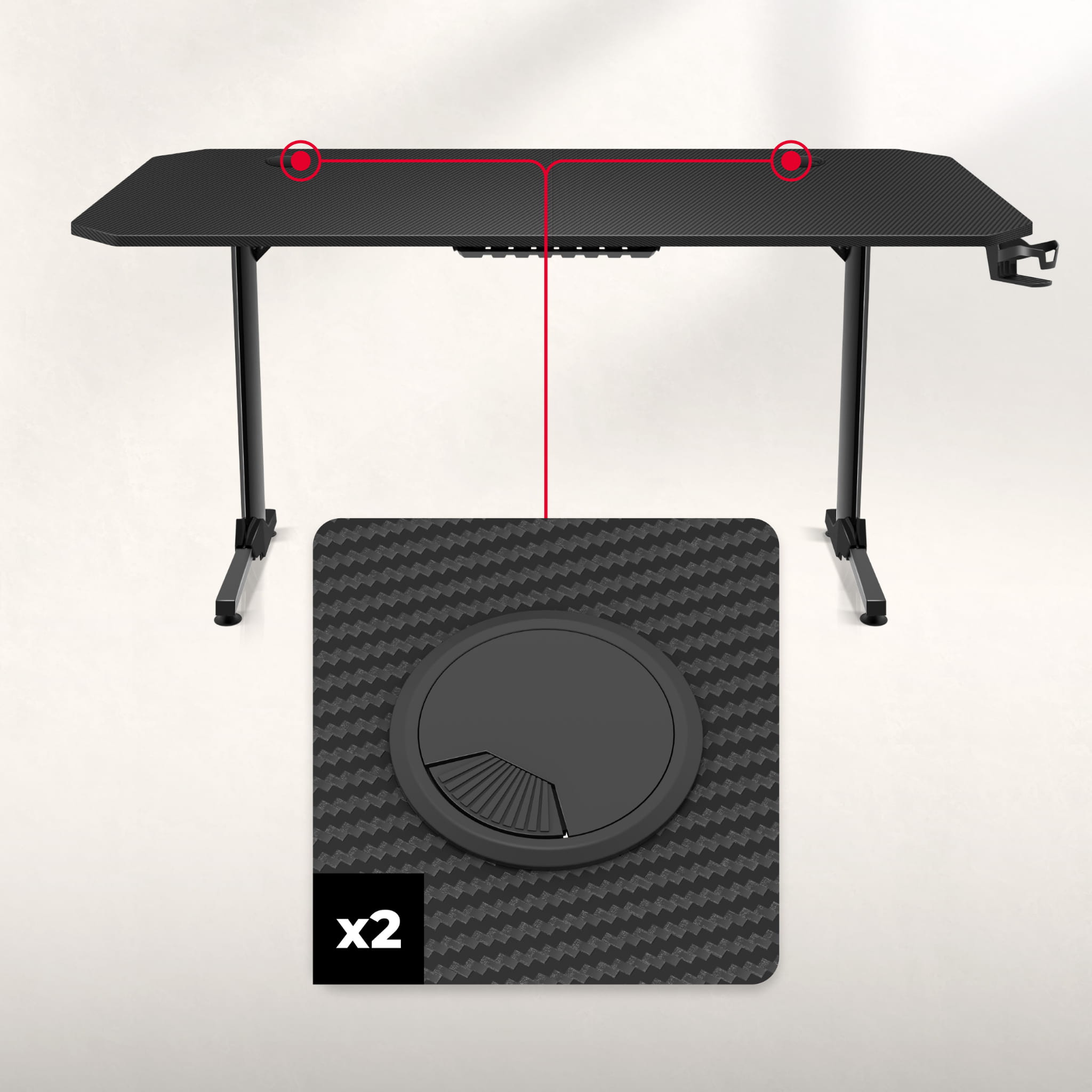 Escritorio para videojuegos Huzaro Hero 4.7 Black de 160 cm