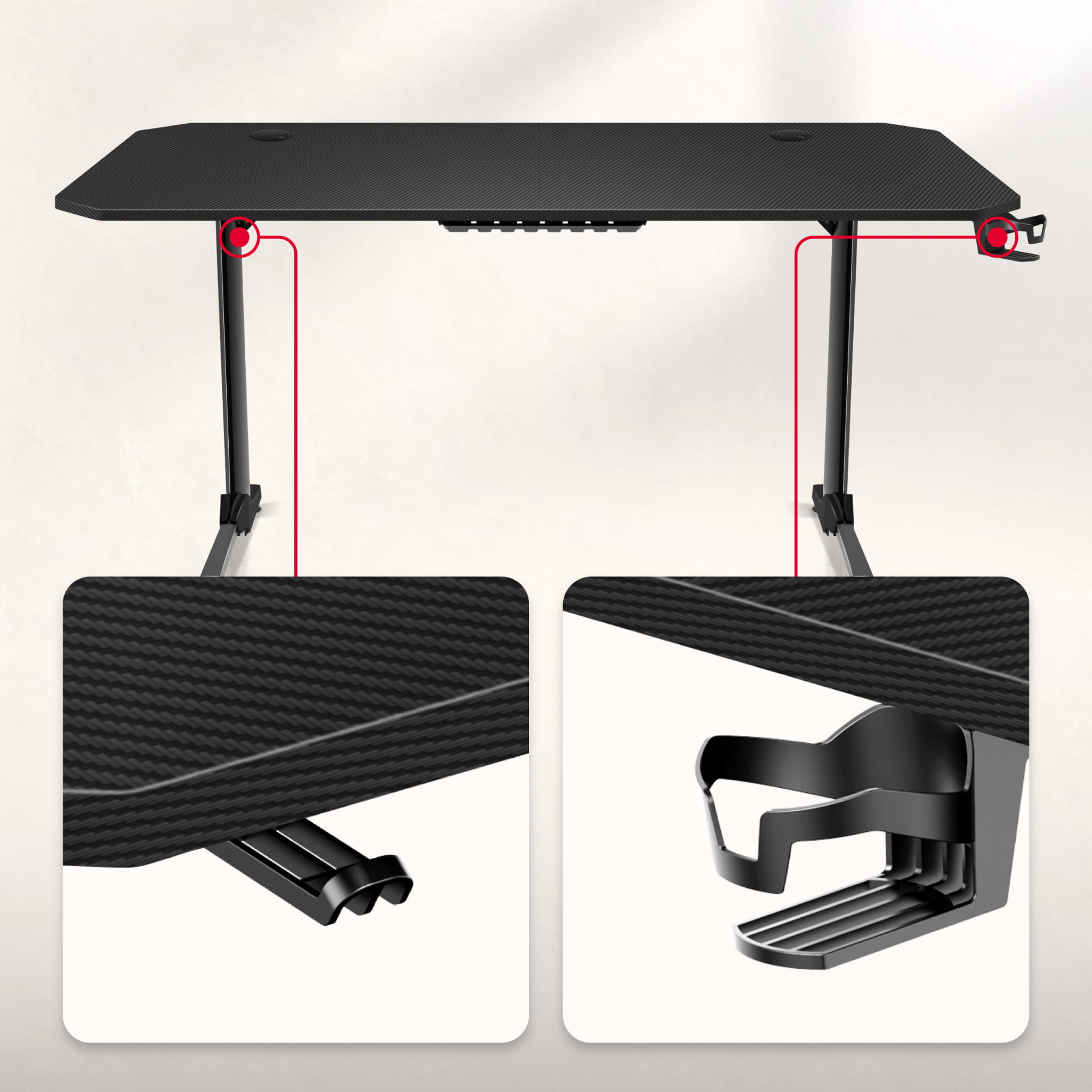 Escritorio para videojuegos Huzaro Hero 4.7 Black de 160 cm