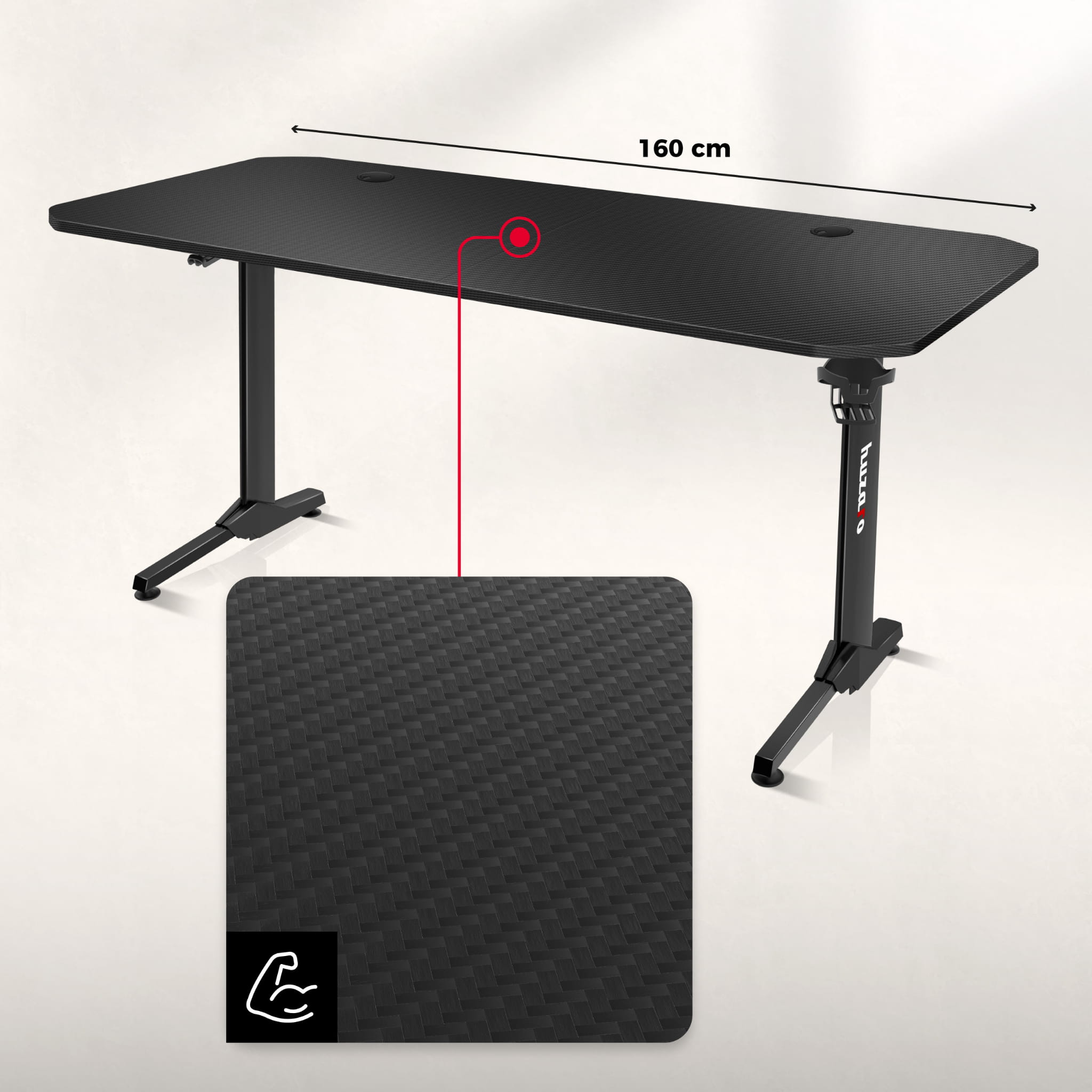 Escritorio para videojuegos Huzaro Hero 4.7 Black de 160 cm