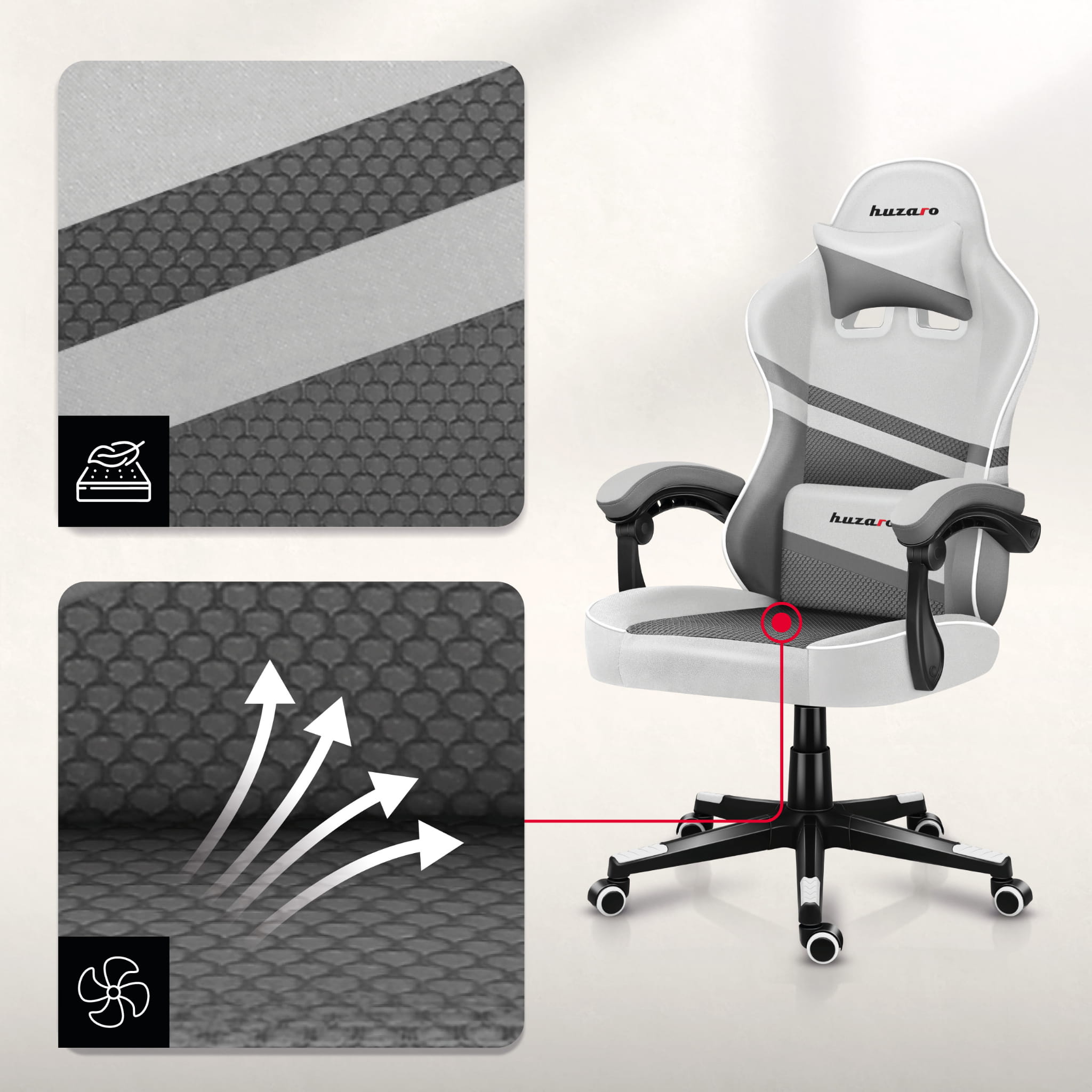 Sillón gaming HUZARO FORCE 4.4 White Mesh