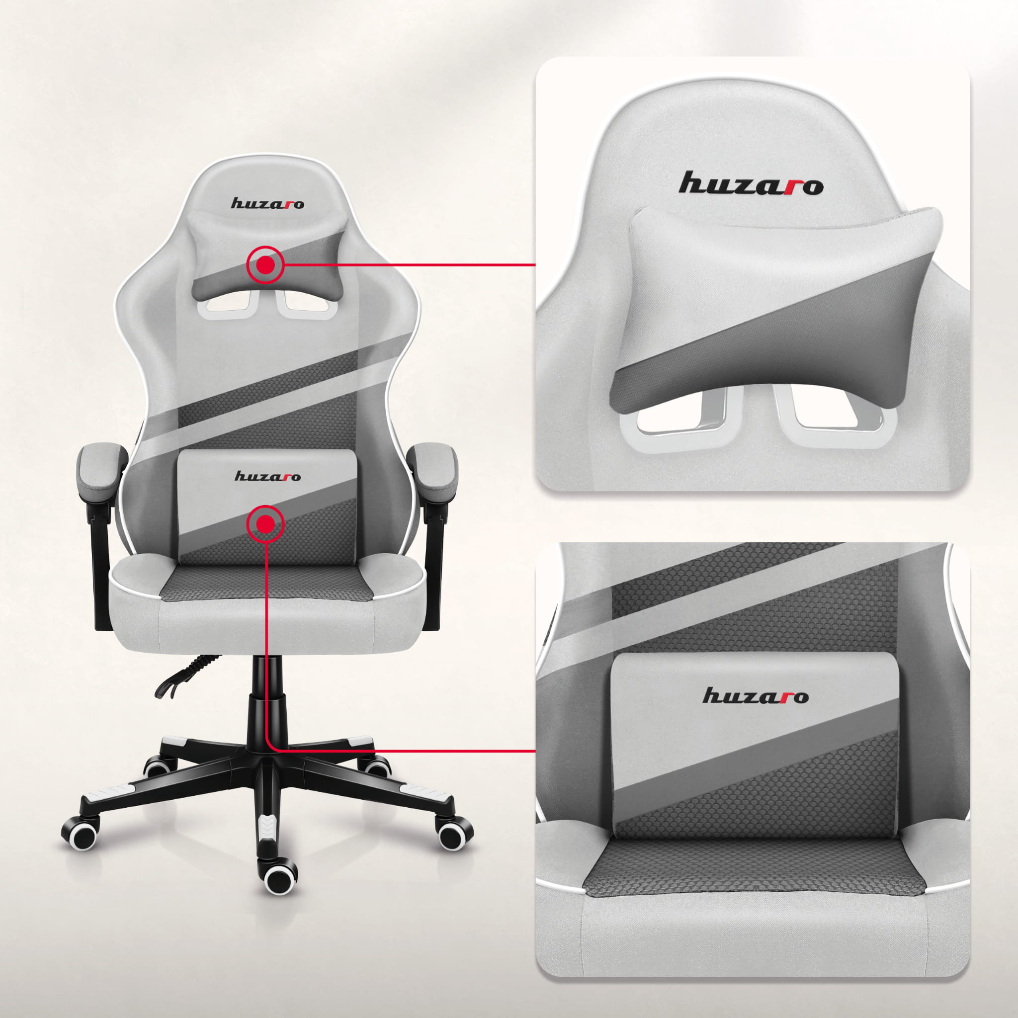 Sillón gaming HUZARO FORCE 4.4 White Mesh