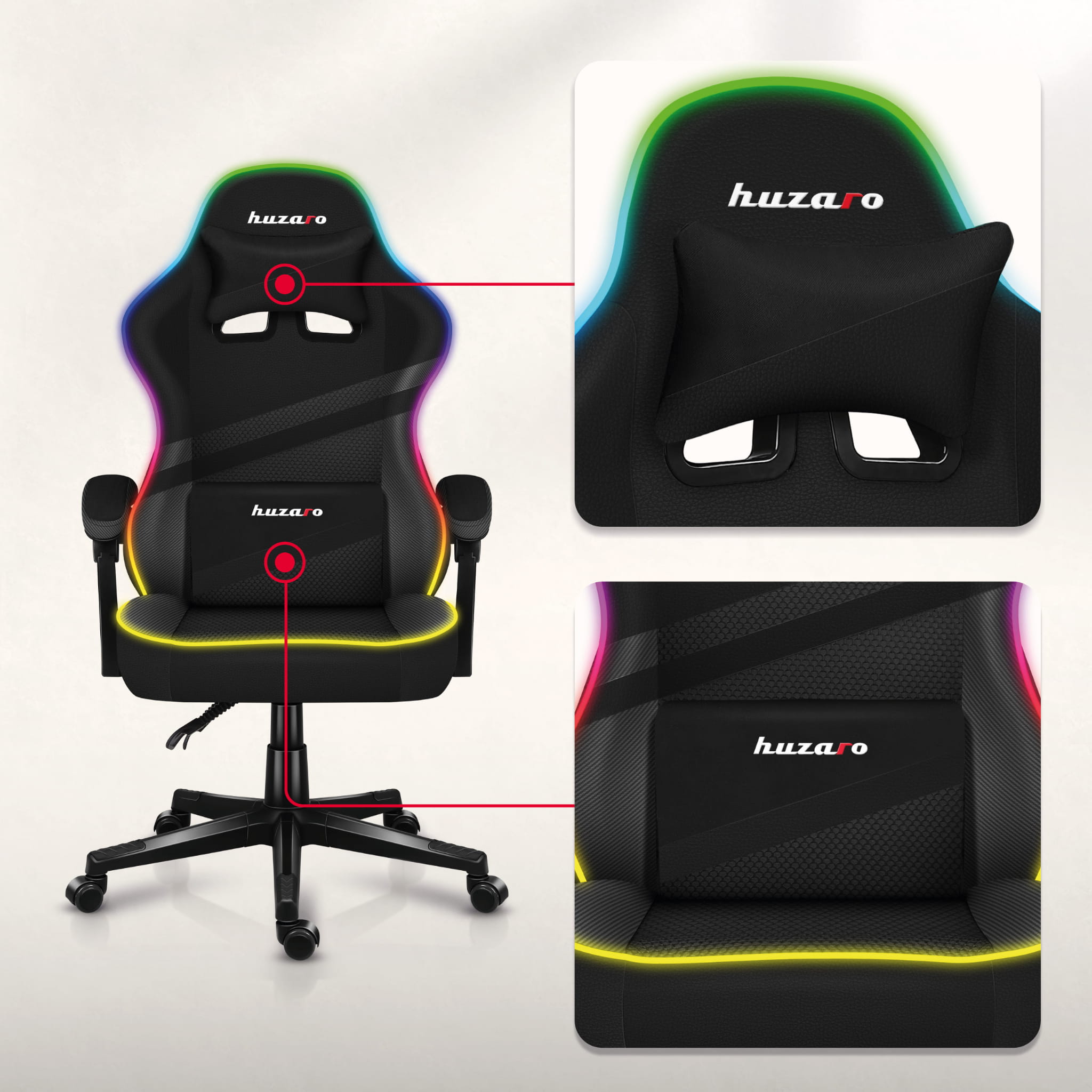 Sillón gaming Huzaro FORCE 4.4 RGB Black Mesh
