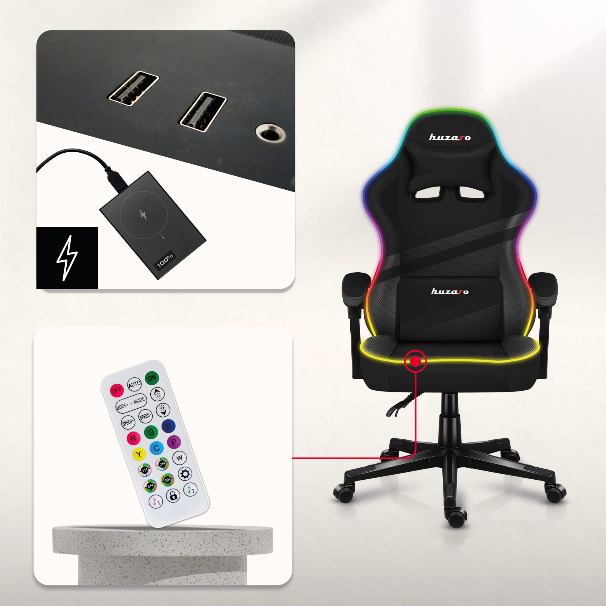 Sillón gaming Huzaro FORCE 4.4 RGB Black Mesh
