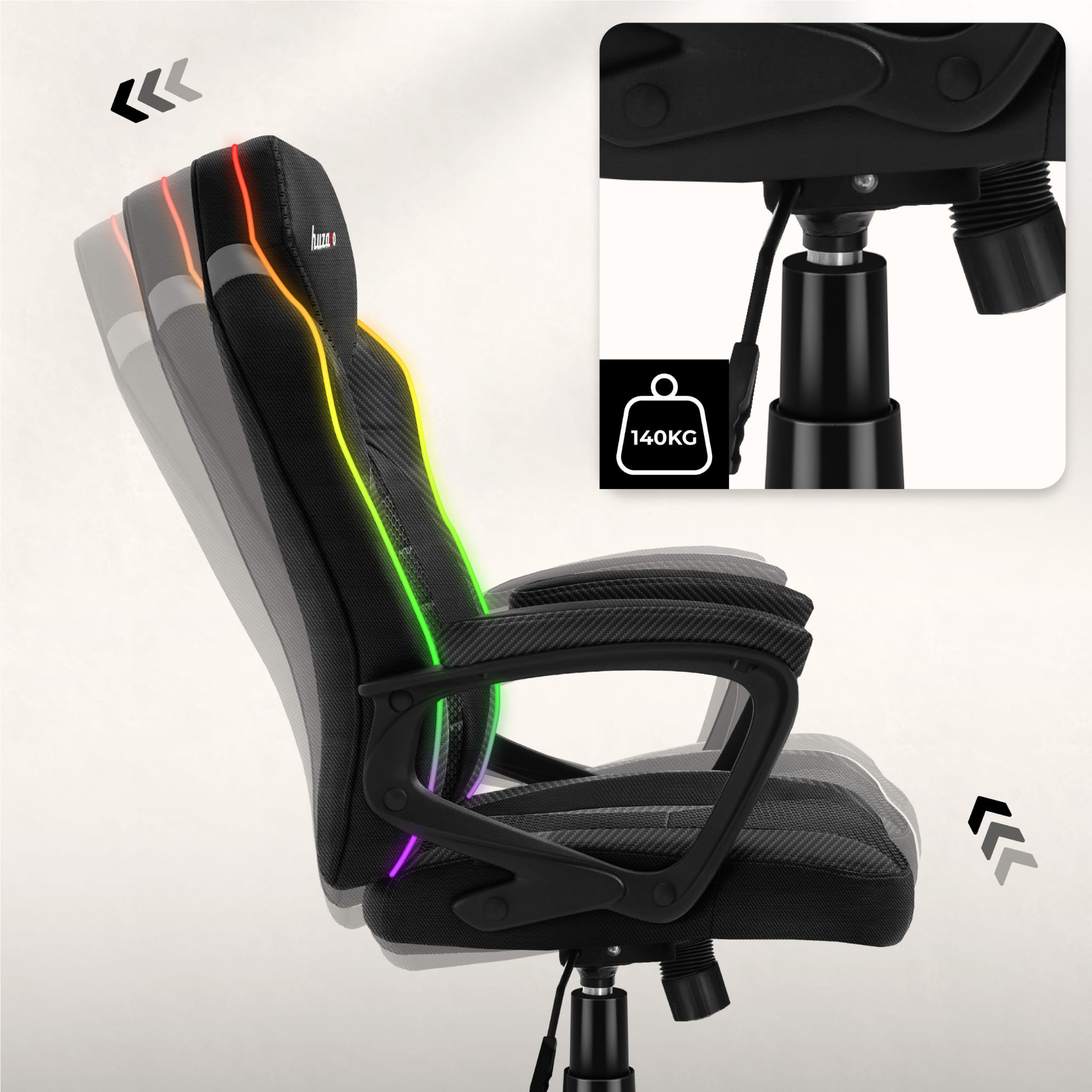 Sillón gaming Huzaro Force 2.5 RGB Carbon Mesh