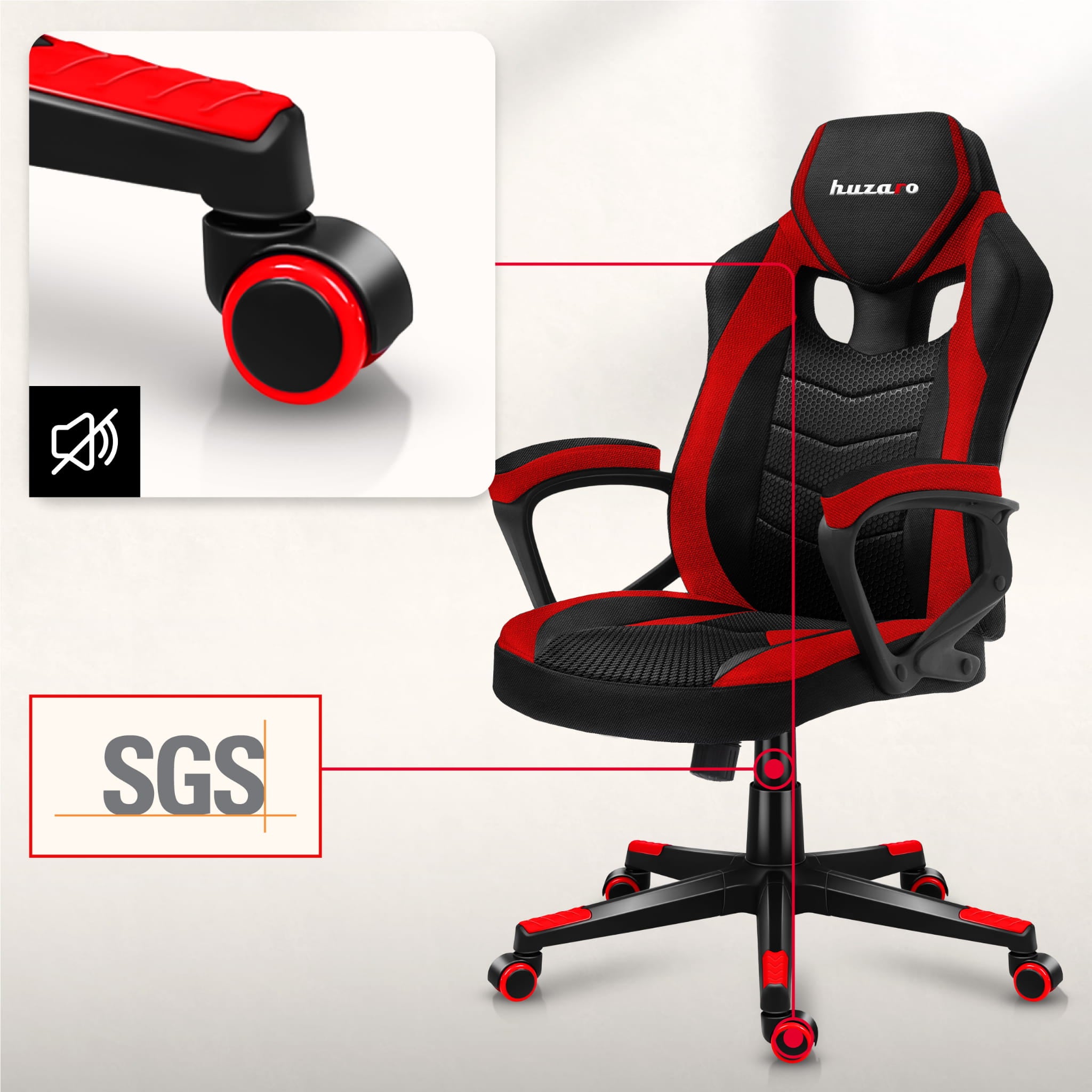 Sillón gaming HUZARO FORCE 2.5 Red Mesh