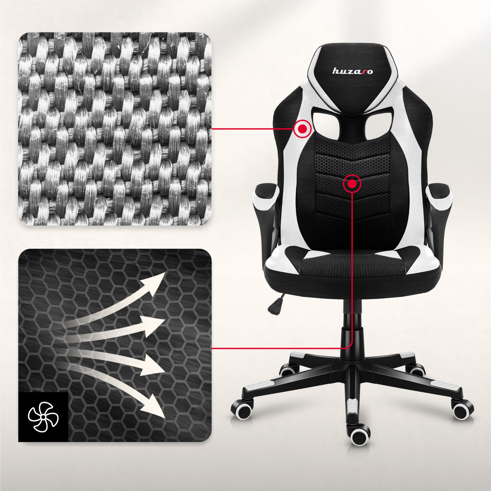 Sillón gaming Huzaro Force 2.5 White Mesh