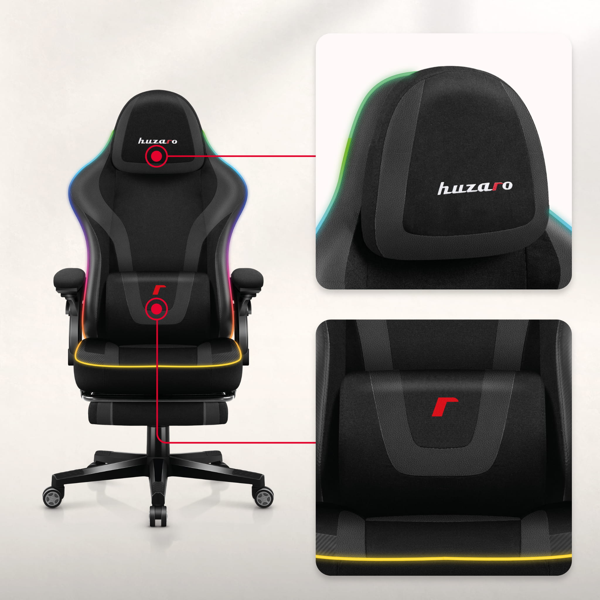 Sillón gaming Huzaro Force 4.6 Black RGB Smart