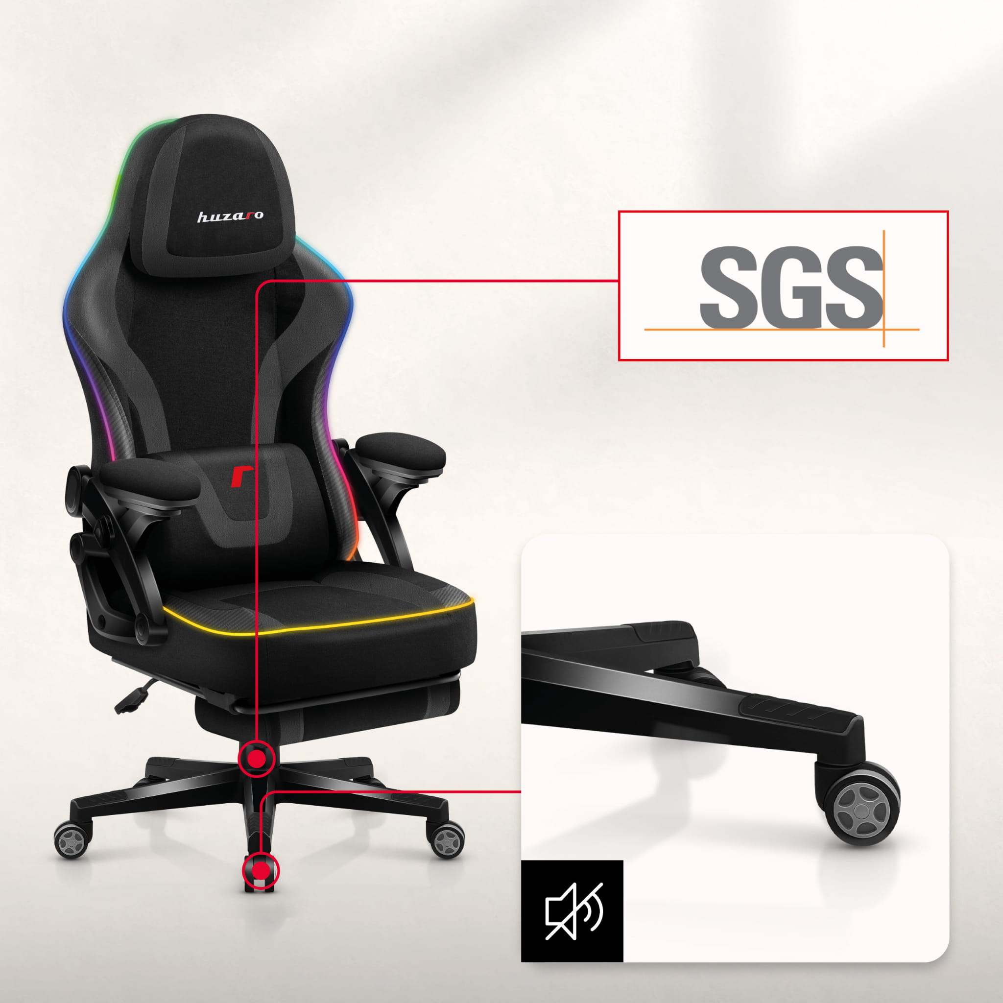 Sillón gaming Huzaro Force 4.6 Black RGB Smart