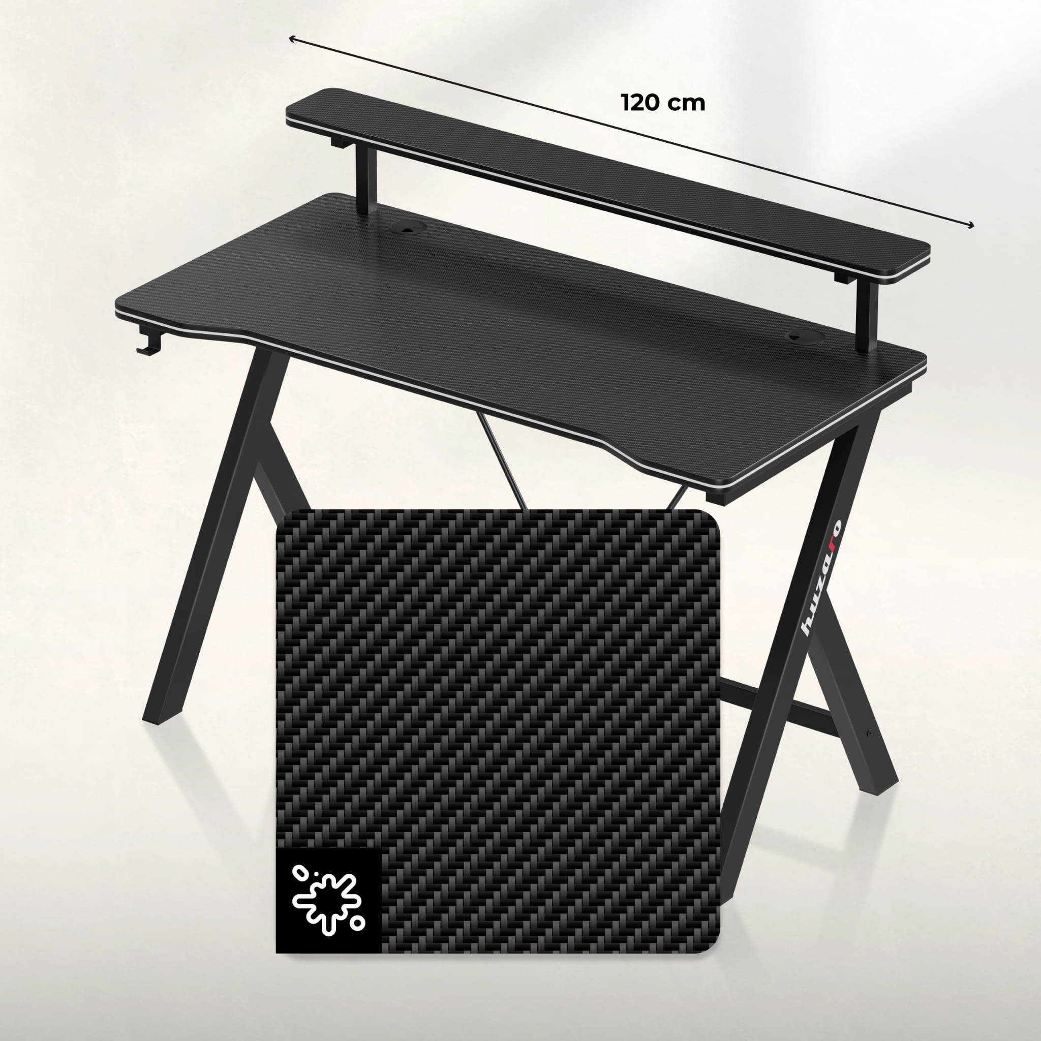 Escritorio para videojuegos de 120 cm Huzaro Hero 1.9 Black