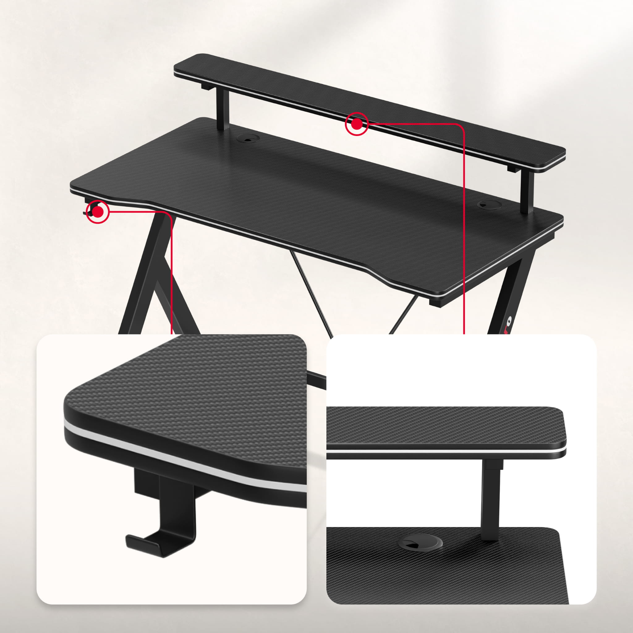 Escritorio para videojuegos de 120 cm Huzaro Hero 1.9 Black