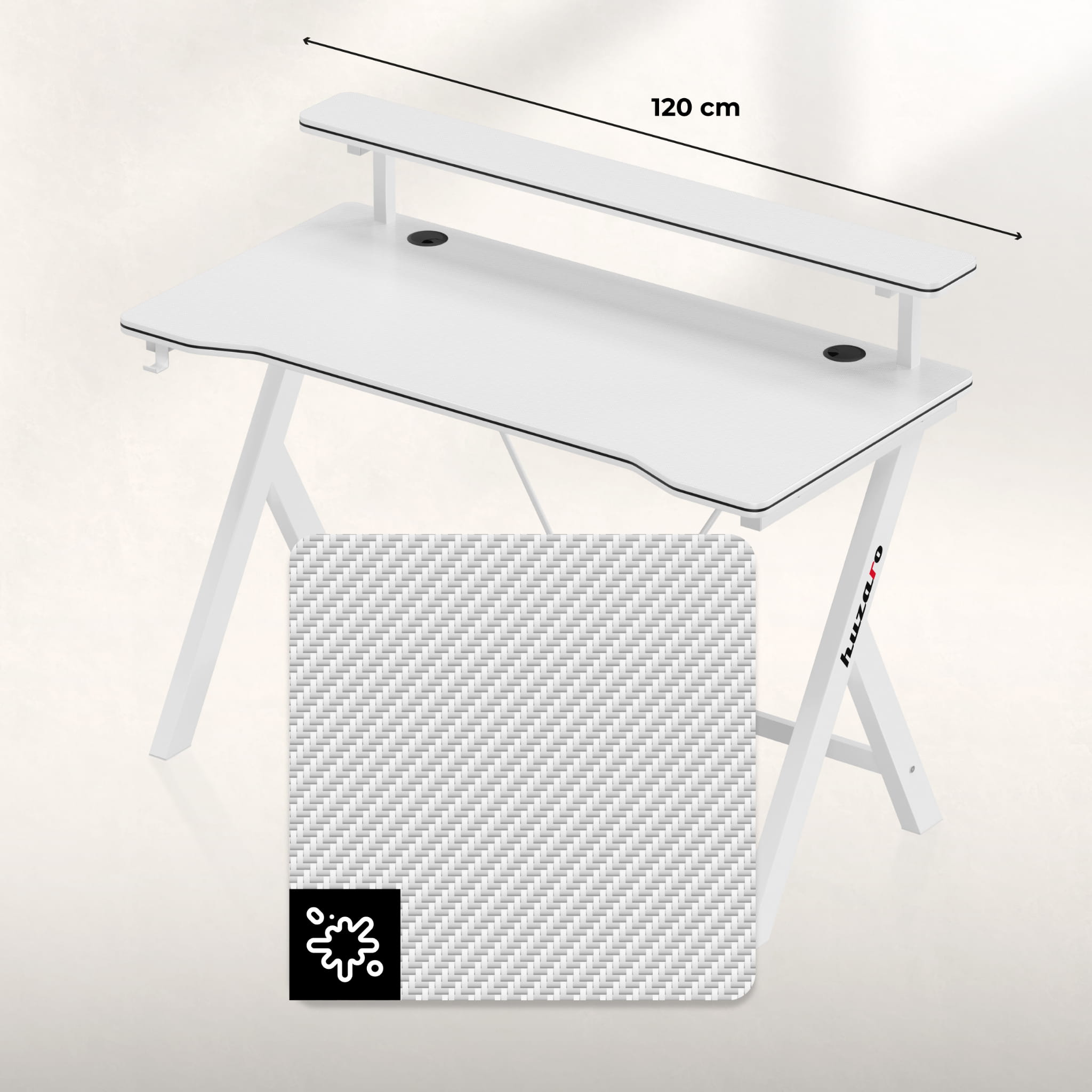 Escritorio para videojuegos de 120 cm Huzaro Hero 1.9 Blanco