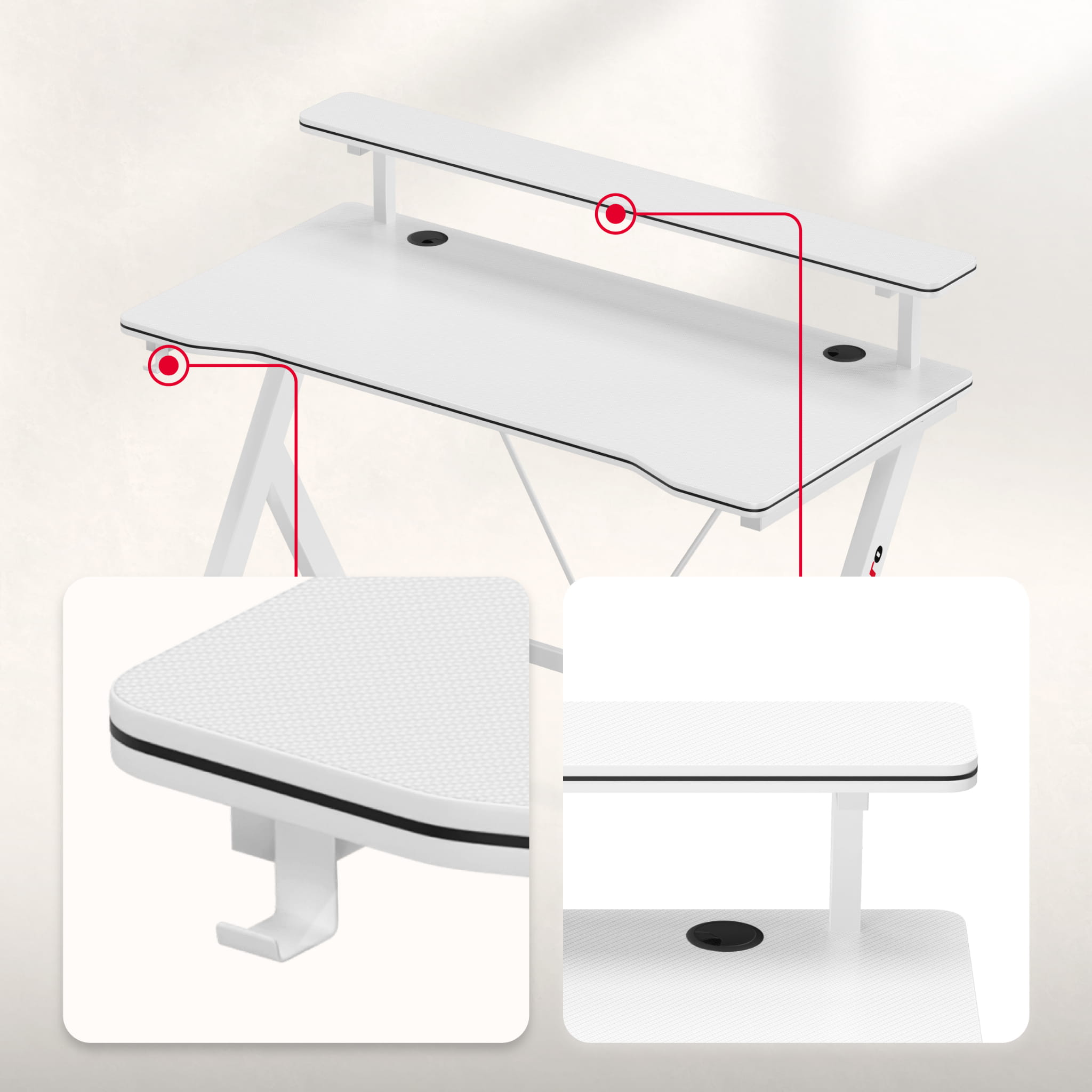 Escritorio para videojuegos de 120 cm Huzaro Hero 1.9 Blanco