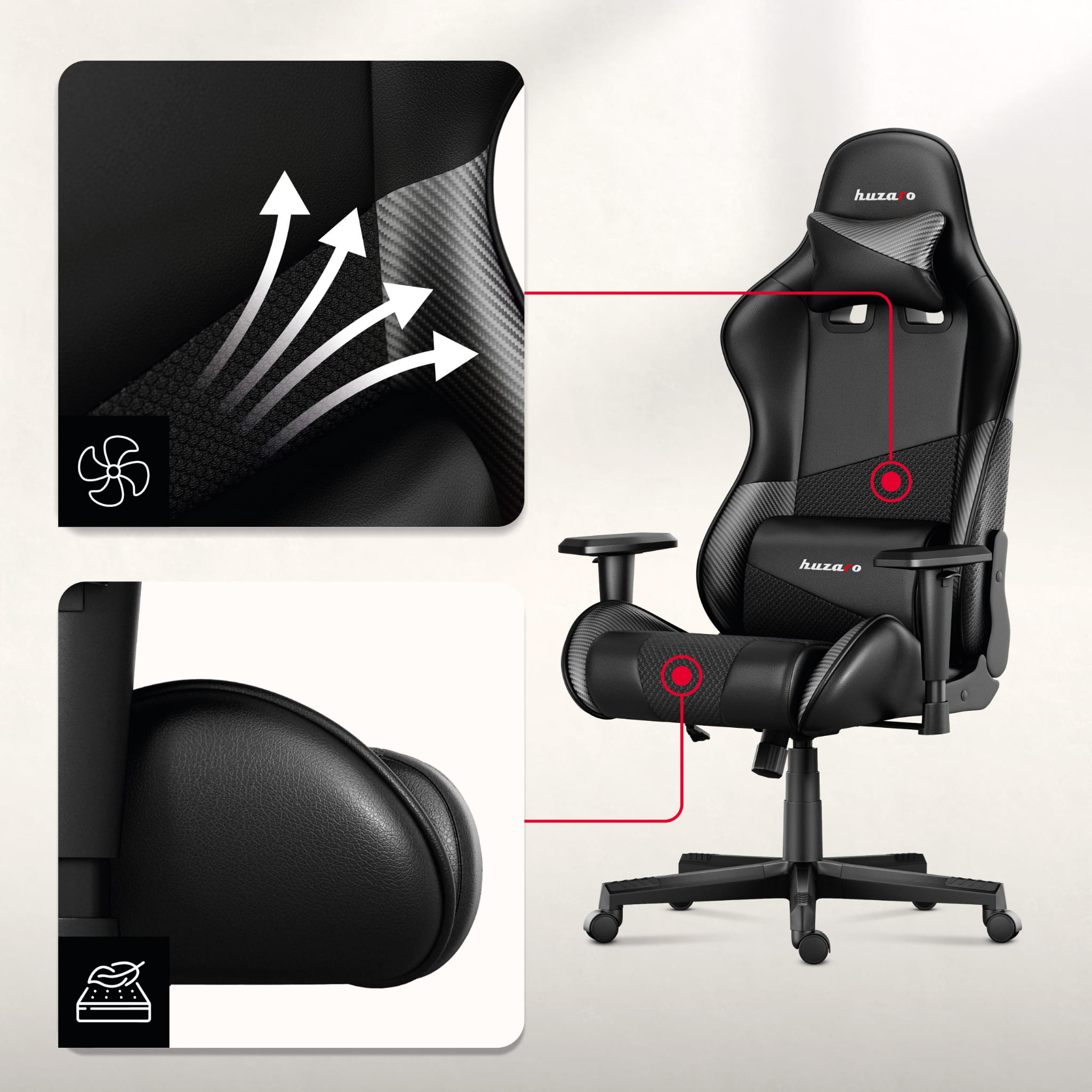 Sillón gaming HUZARO FORCE 6.2 Carbon