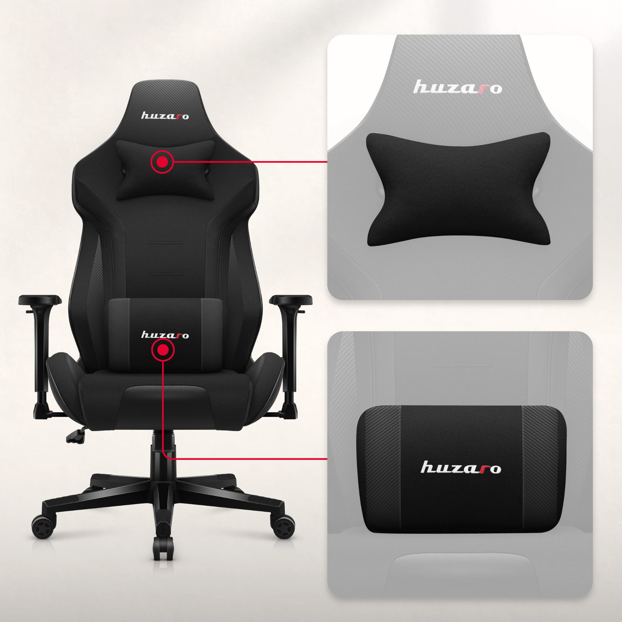 Sillón gaming HUZARO FORCE 7.6 Negro