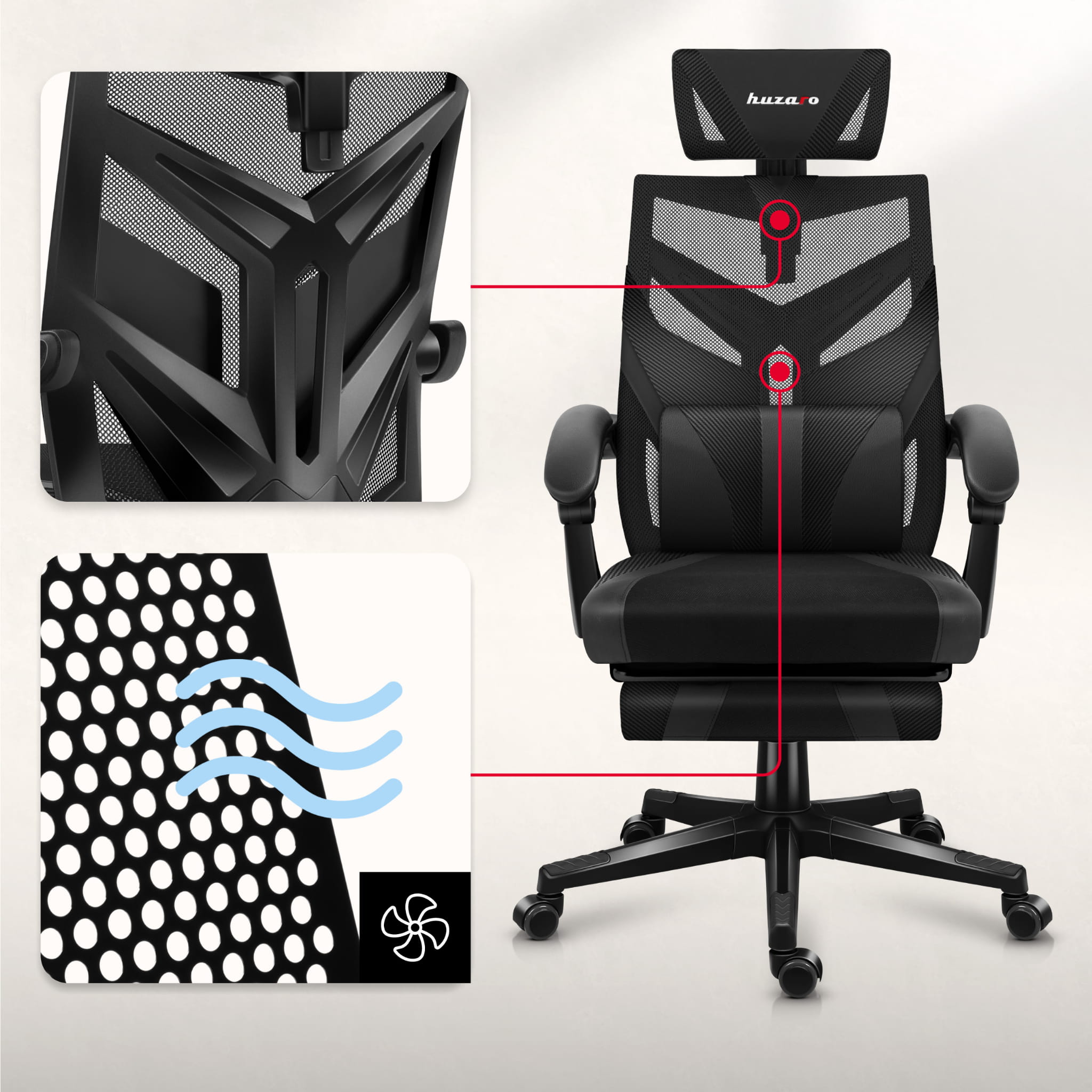Sillón gaming HUZARO COMBAT 5.0 Negro