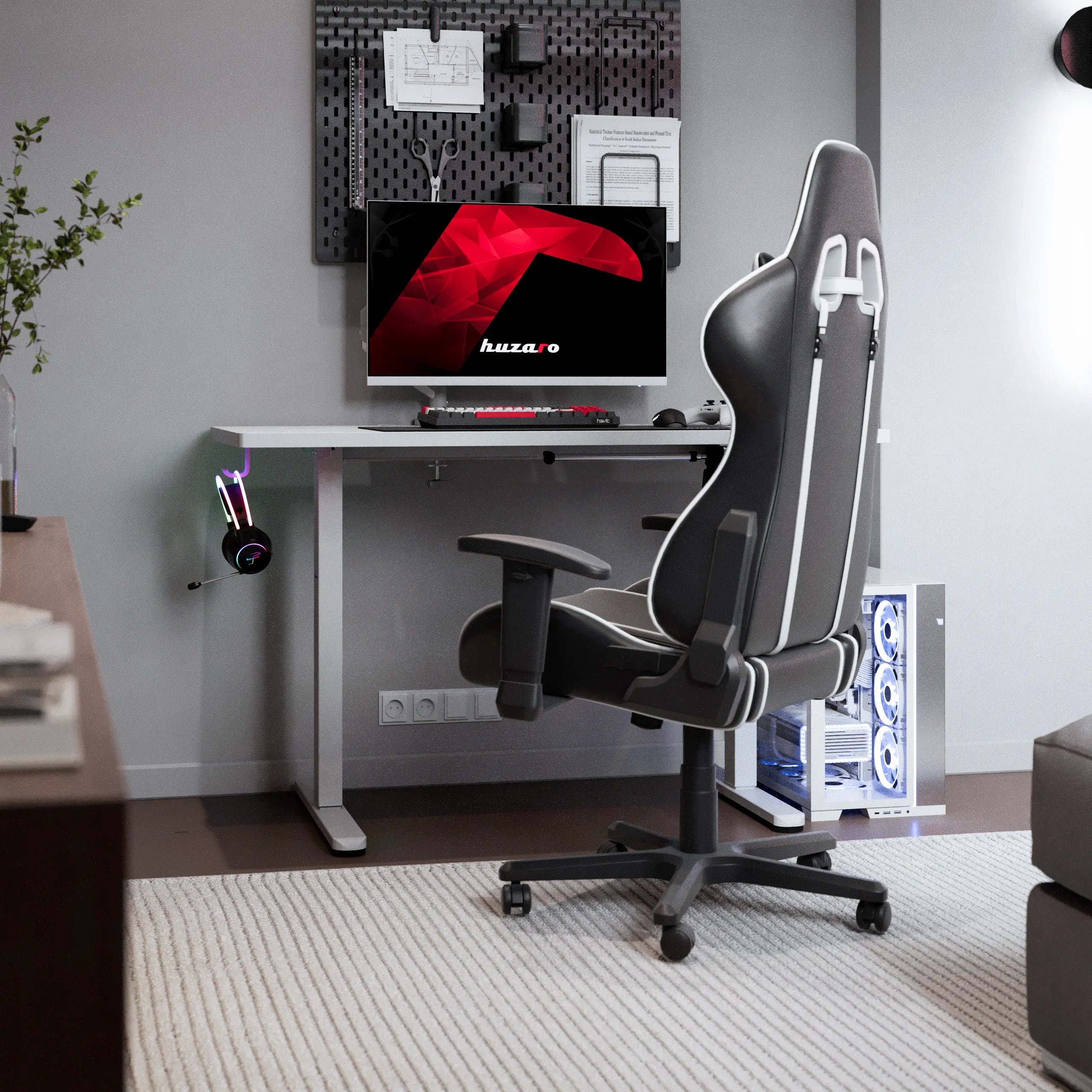 Escritorio eléctrico para gaming Huzaro Hero 8.1 White de 120 cm