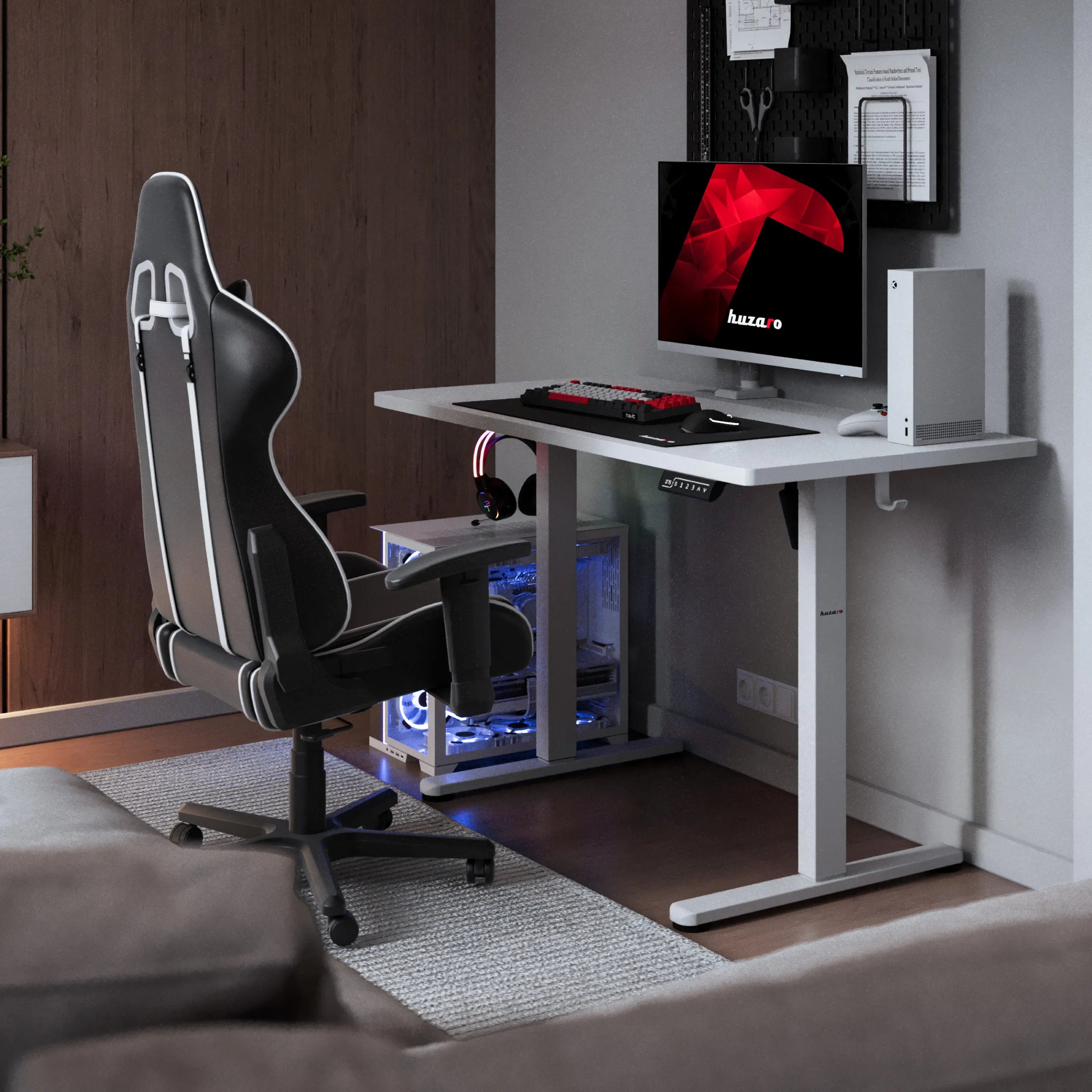 Escritorio eléctrico para gaming Huzaro Hero 8.1 White de 120 cm