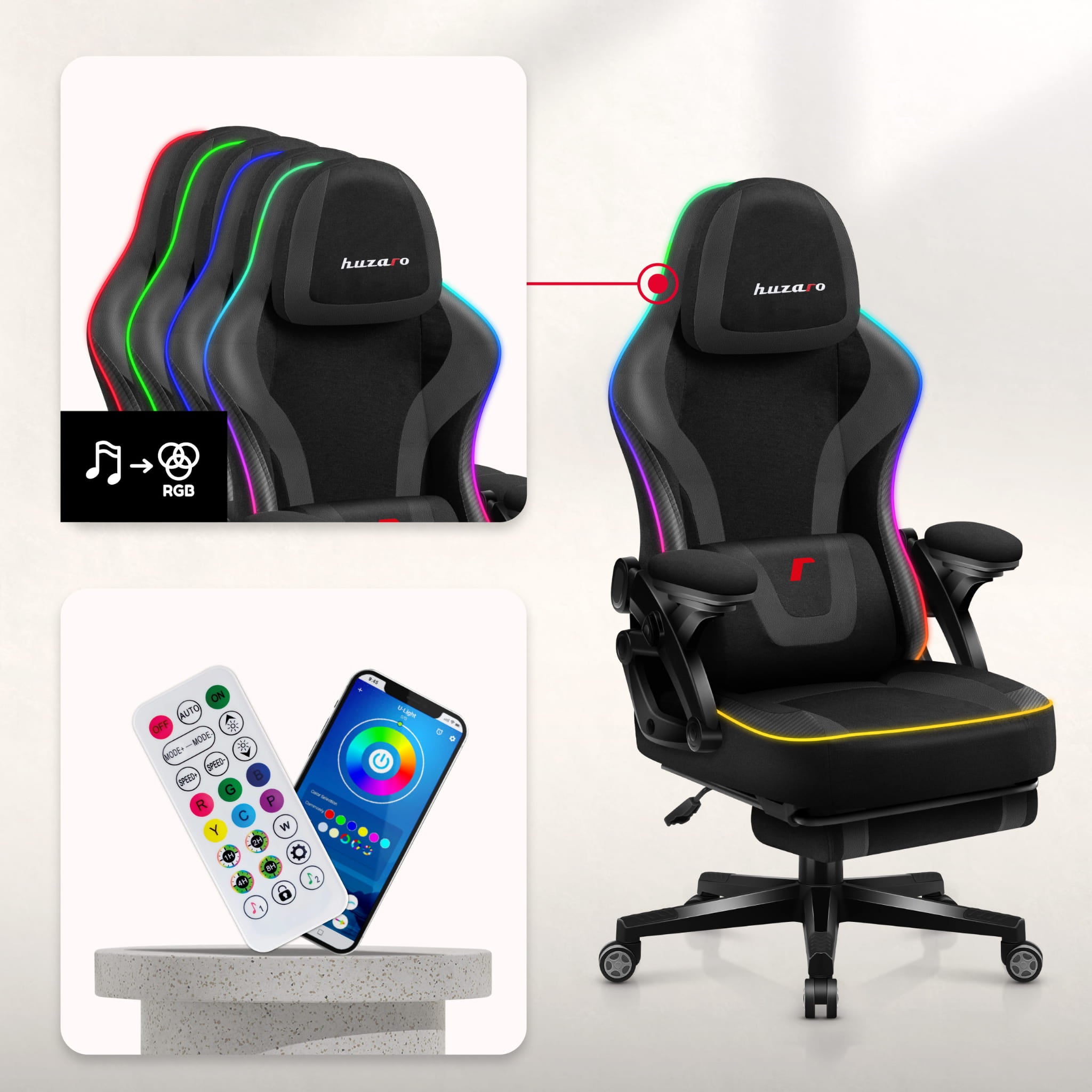 Sillón gaming Huzaro Force 4.6 Black RGB Smart