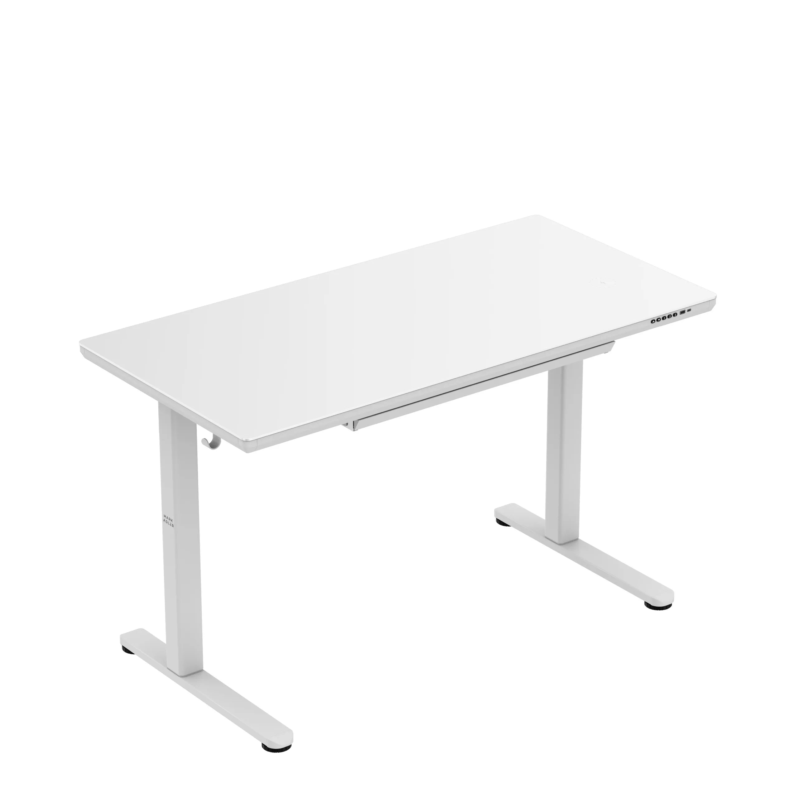 Escritorio eléctrico con tablero de cristal Mark Adler Leader 8.5 White
