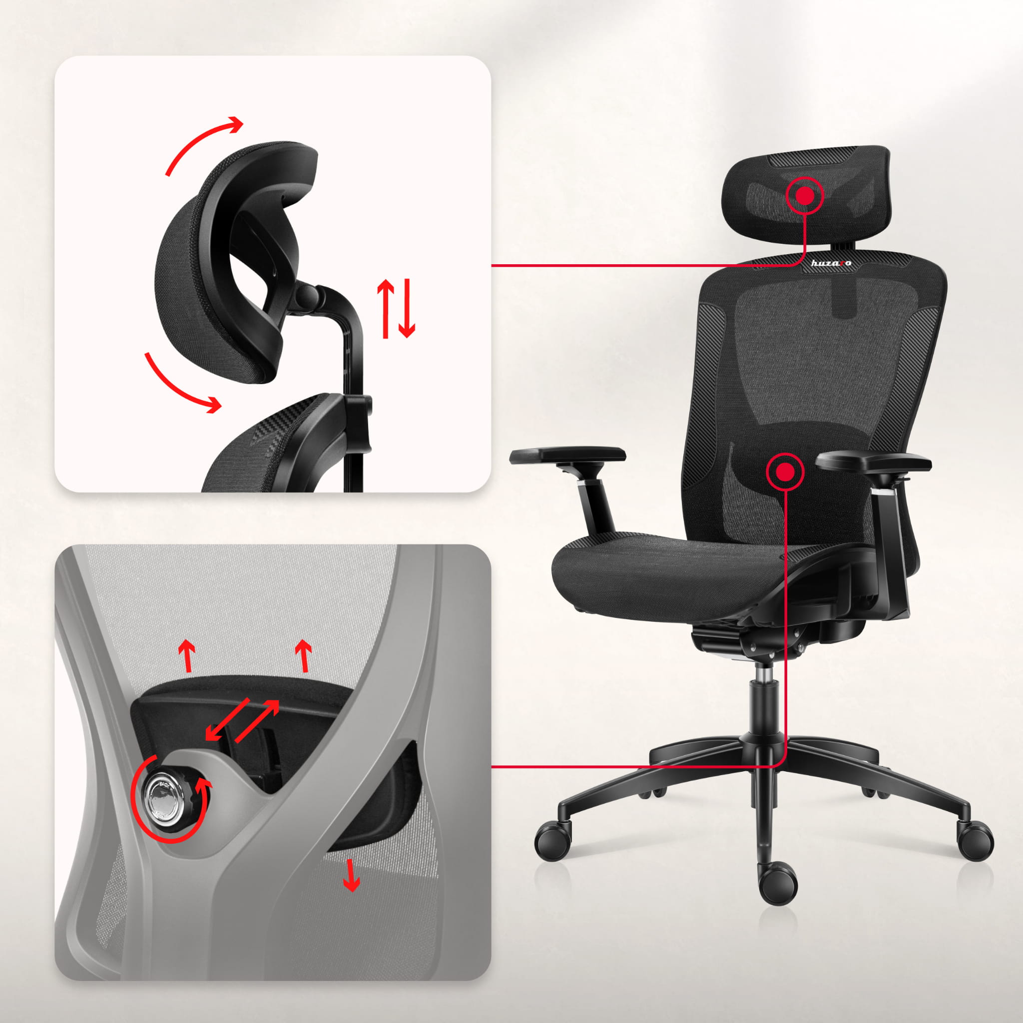 Sillón gaming Huzaro Combat 7.3 Black Mesh