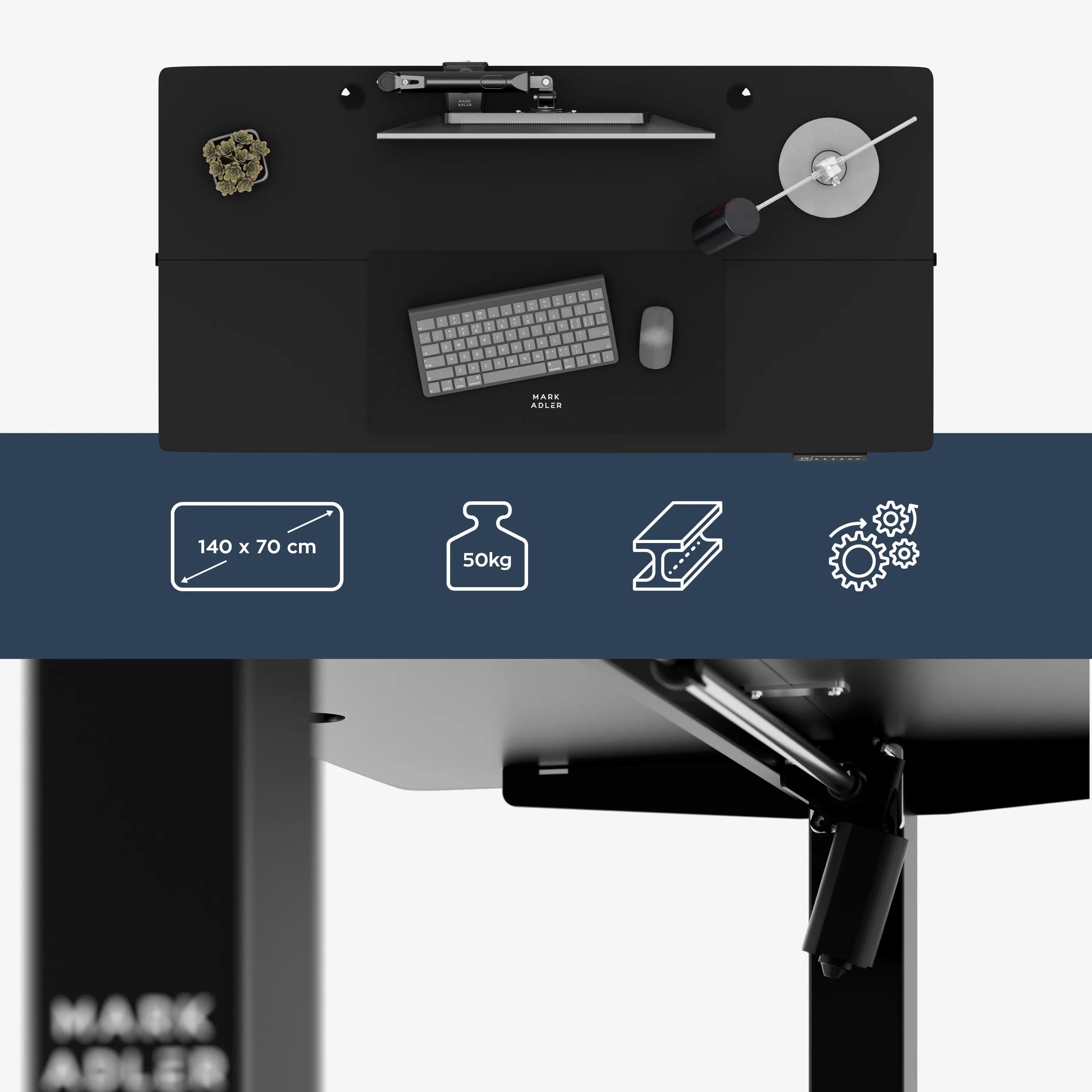 Escritorio eléctrico Mark Adler Leader 7.3 Black de 140 cm