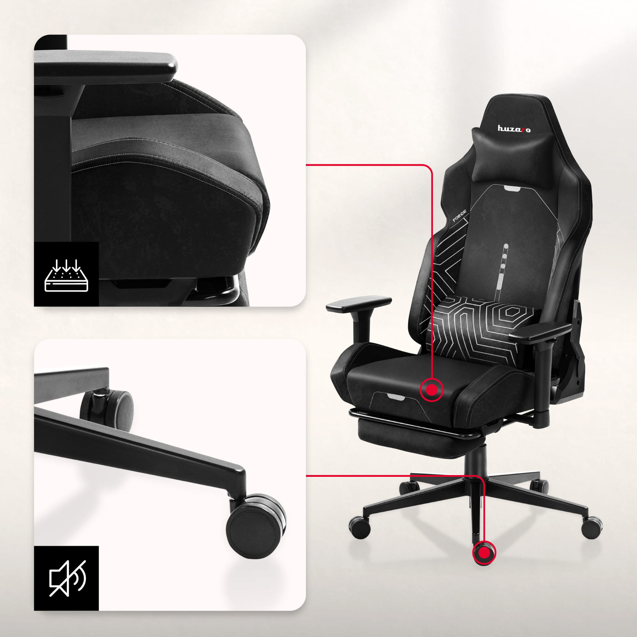 Sillón gaming HUZARO FORCE 8.1 Negro