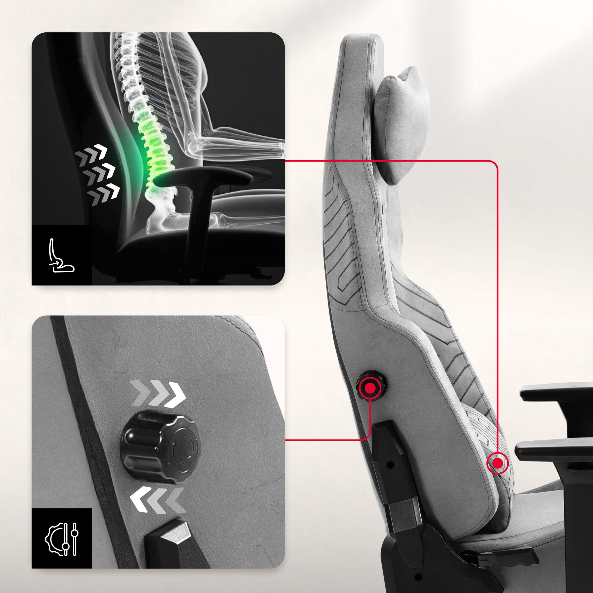 Sillón gaming HUZARO FORCE 8.1 gris