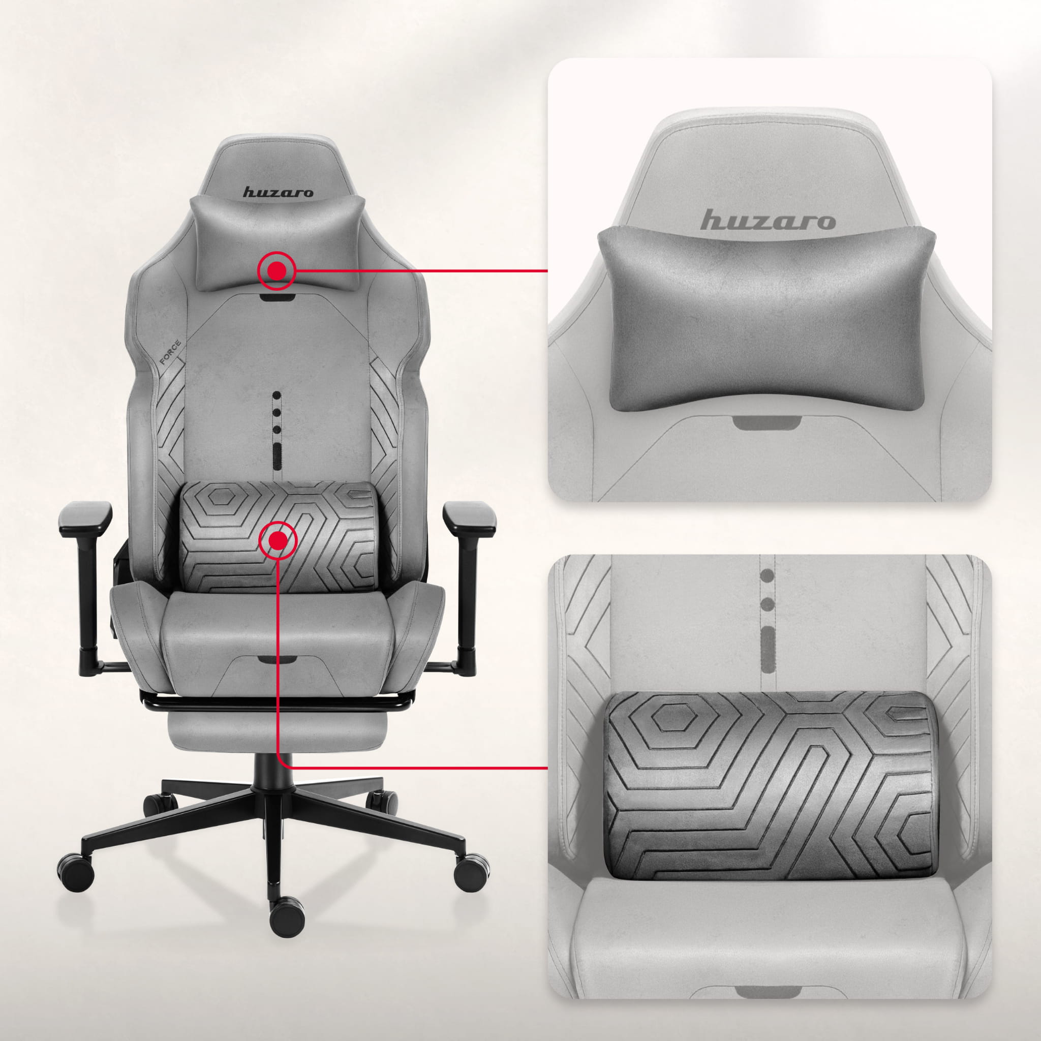 Sillón gaming HUZARO FORCE 8.1 gris