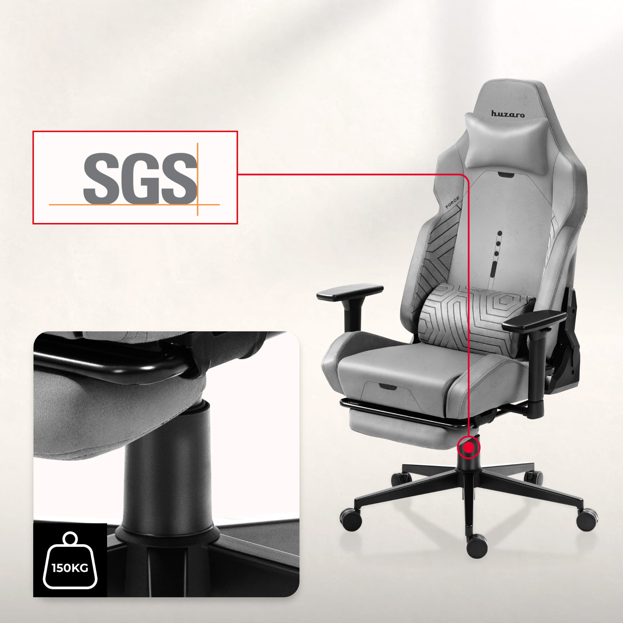 Sillón gaming HUZARO FORCE 8.1 gris