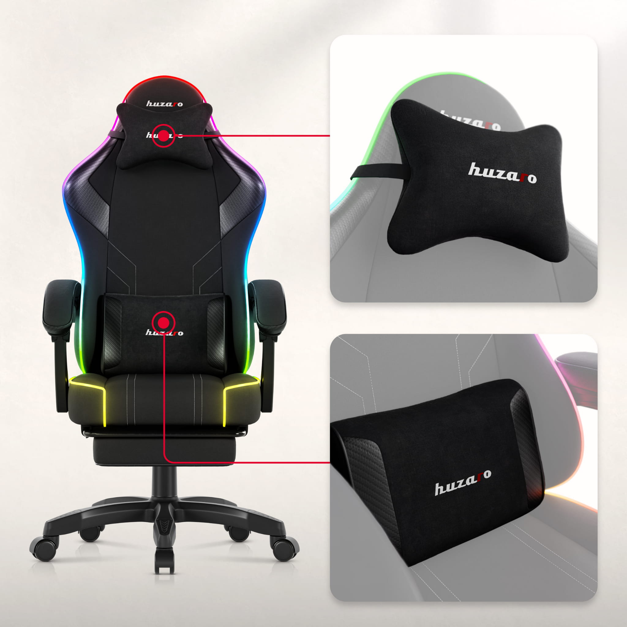 Sillón gaming Huzaro Force 3.7 RGB Negro