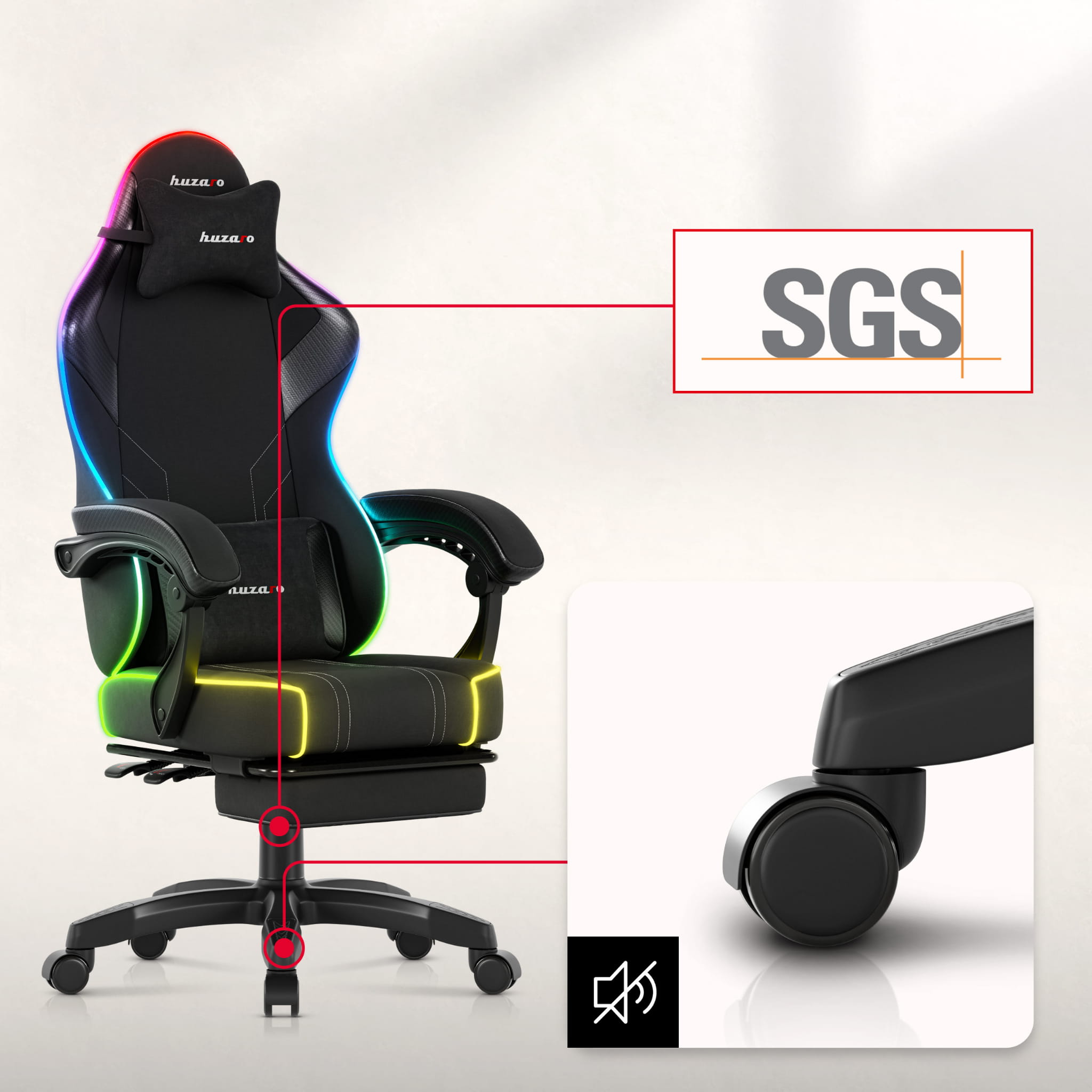 Sillón gaming Huzaro Force 3.7 RGB Negro
